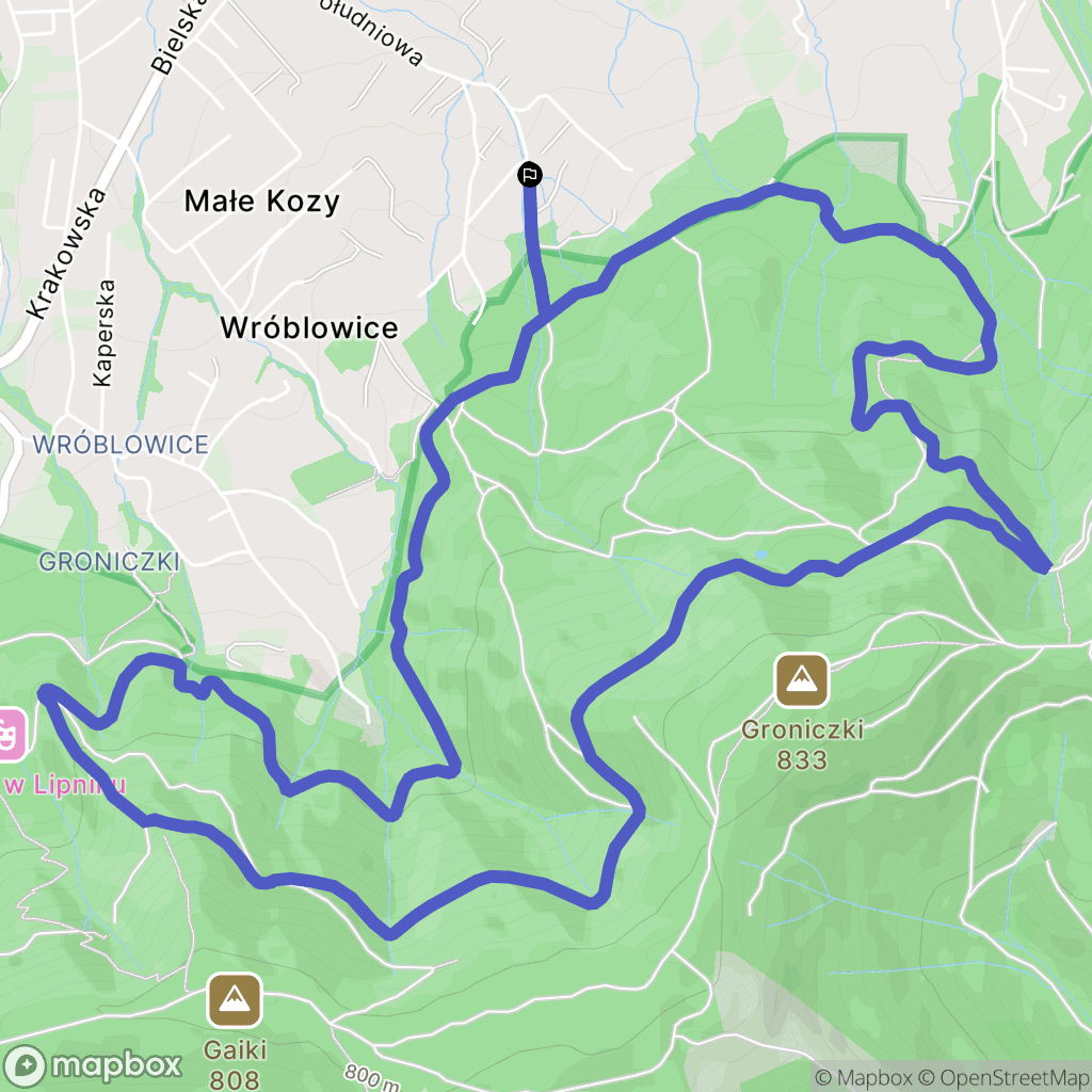 Kozy: mapa trasy - Poland