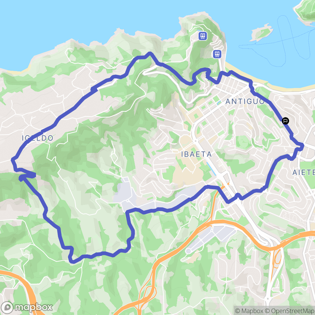 Donostia : carte du parcours de randonnée - Spain