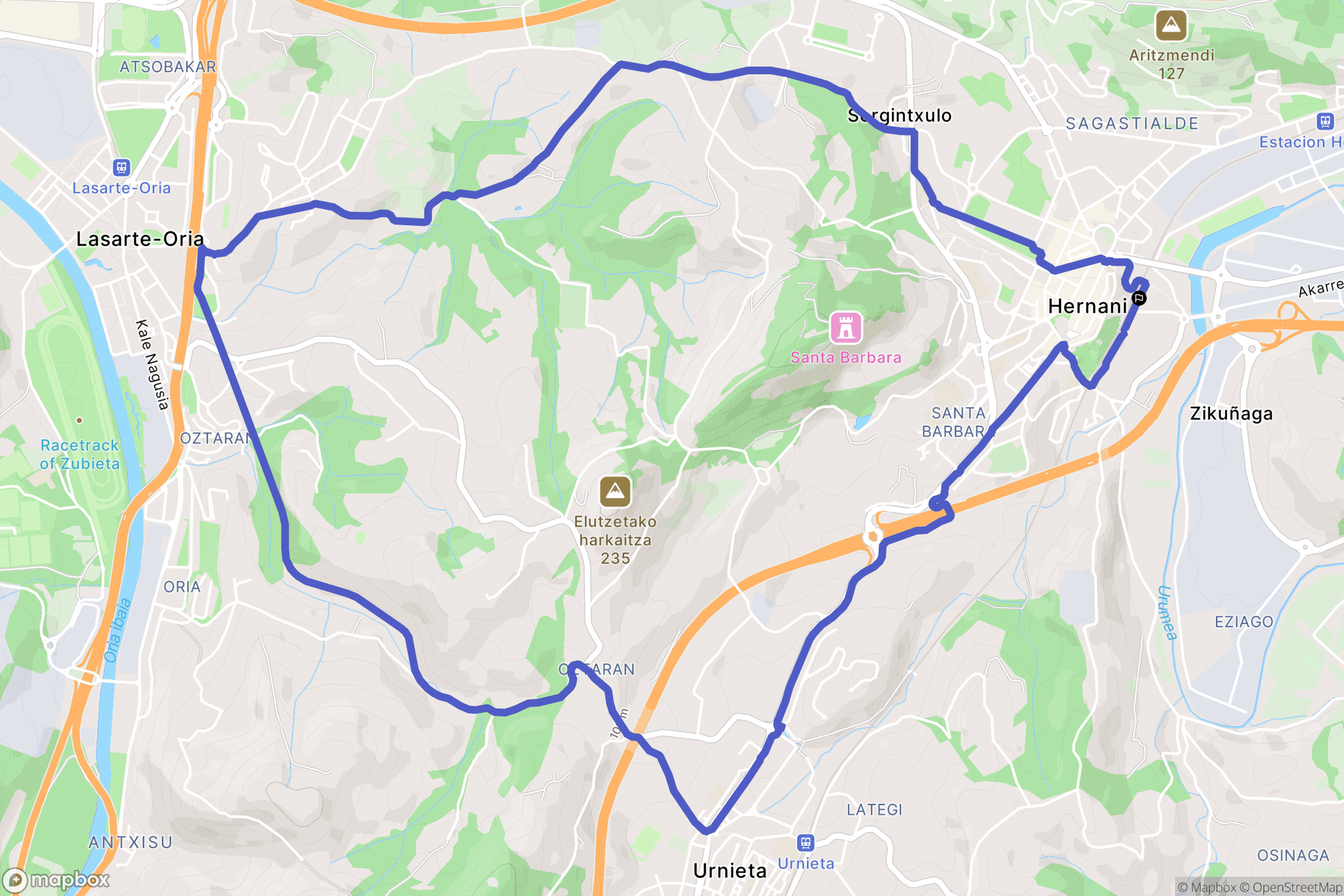 Hernani : carte du parcours de randonnée - Spain