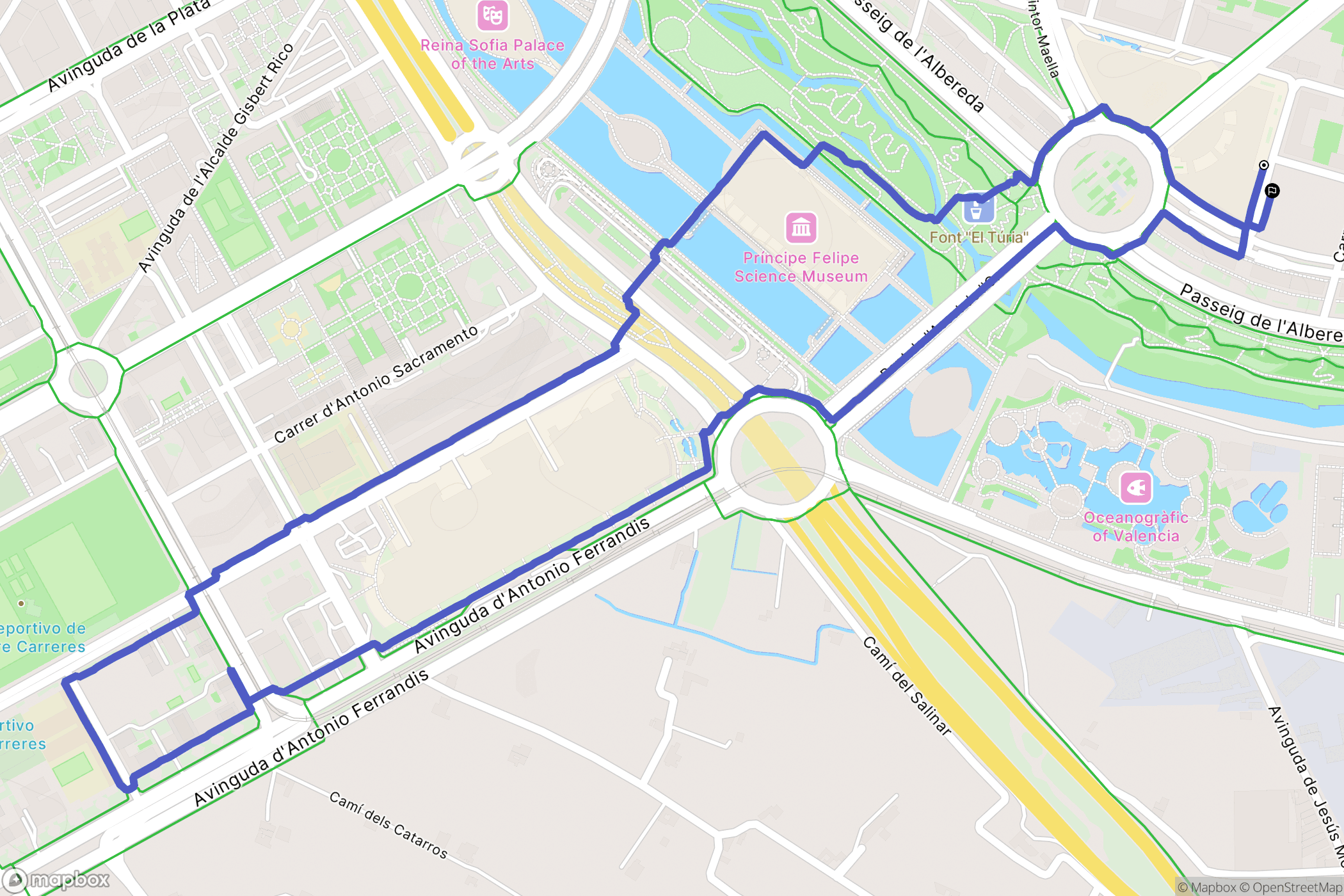 València : carte du parcours de randonnée - Spain