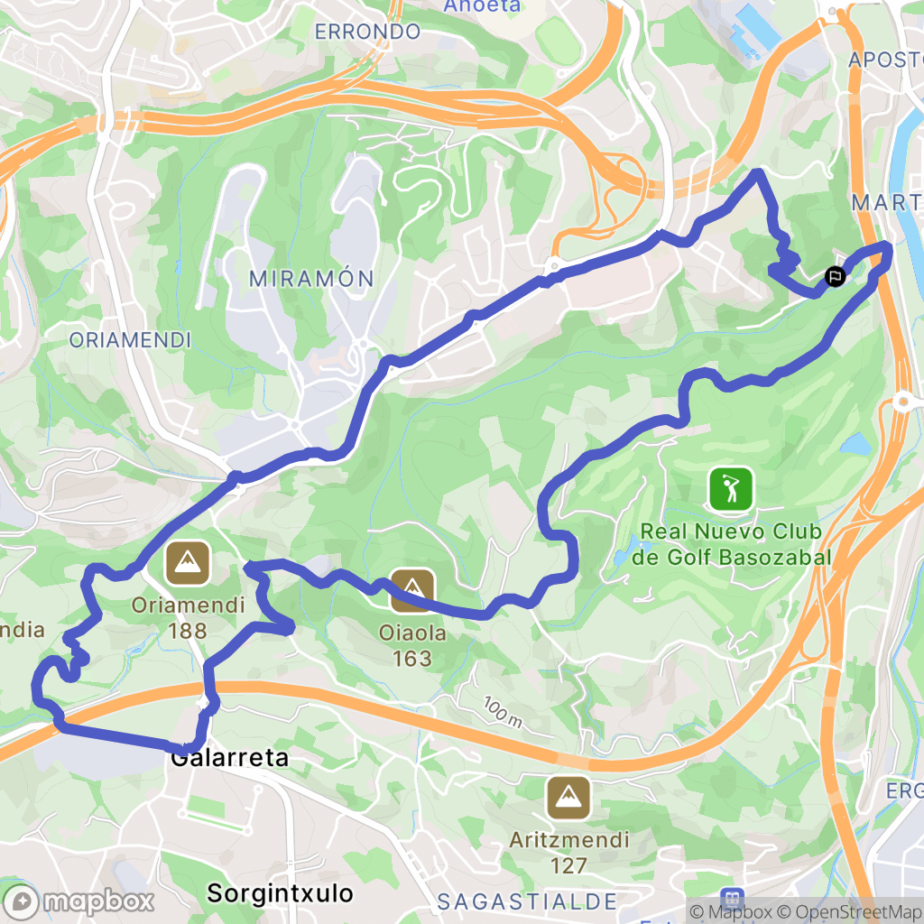 Donostia : carte du parcours de randonnée - Spain