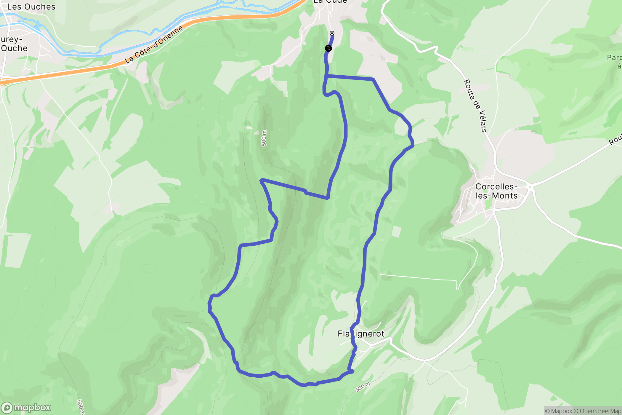 Velars-sur-Ouche : carte du parcours de randonnée - France