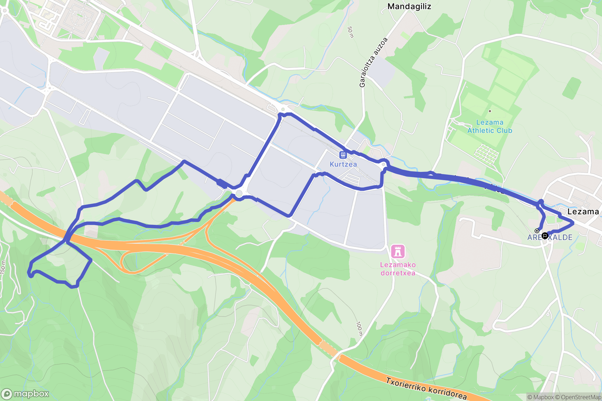 Aretxalde : carte du parcours de randonnée - Spain