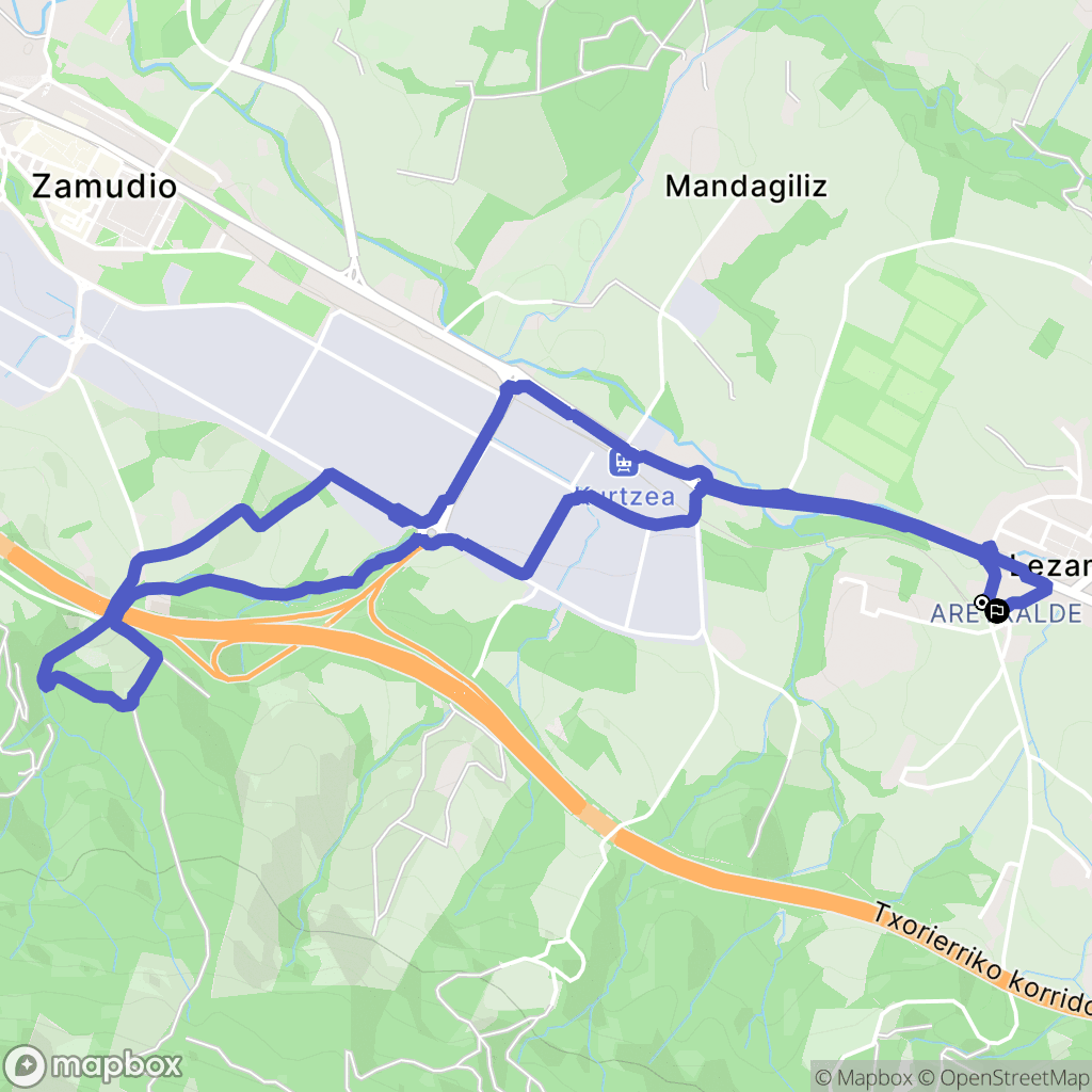 Aretxalde : carte du parcours de randonnée - Spain