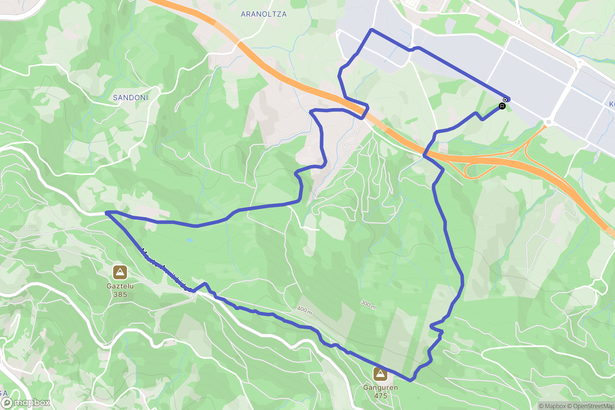 Pinoa industrialdea : carte du parcours de randonnée - Spain