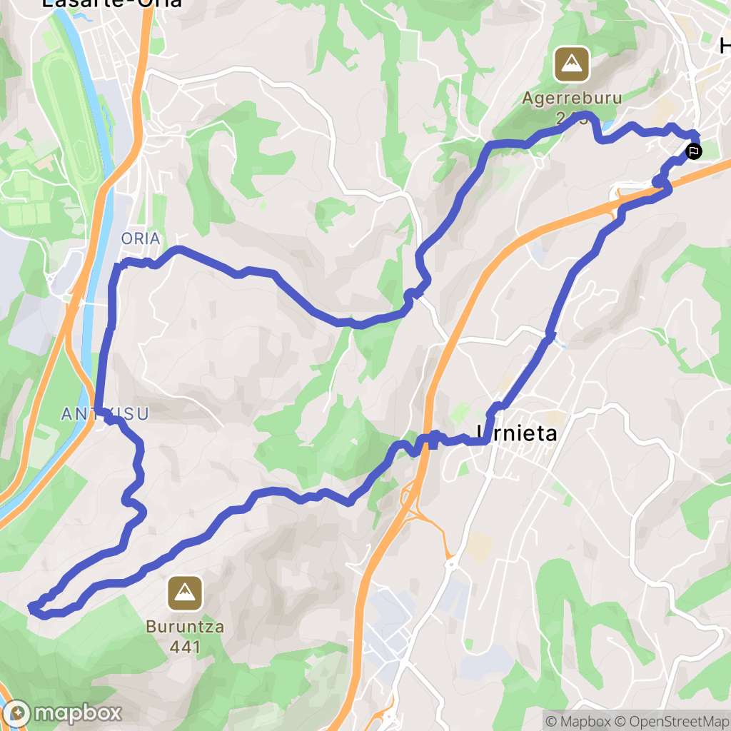 Hernani : carte du parcours de randonnée - Spain