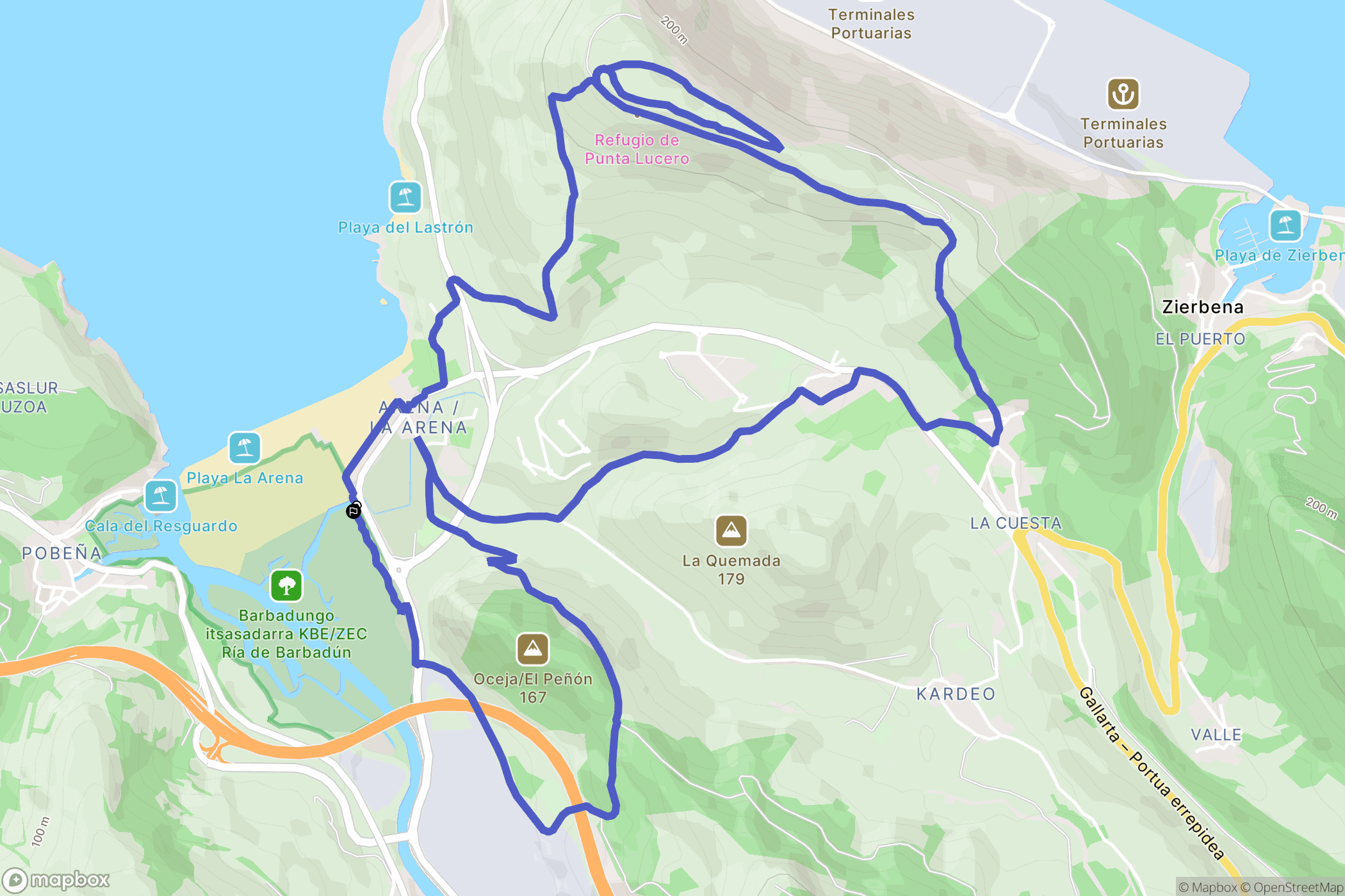 San Julián de Musques o Somorrostro : carte du parcours de randonnée - Spain