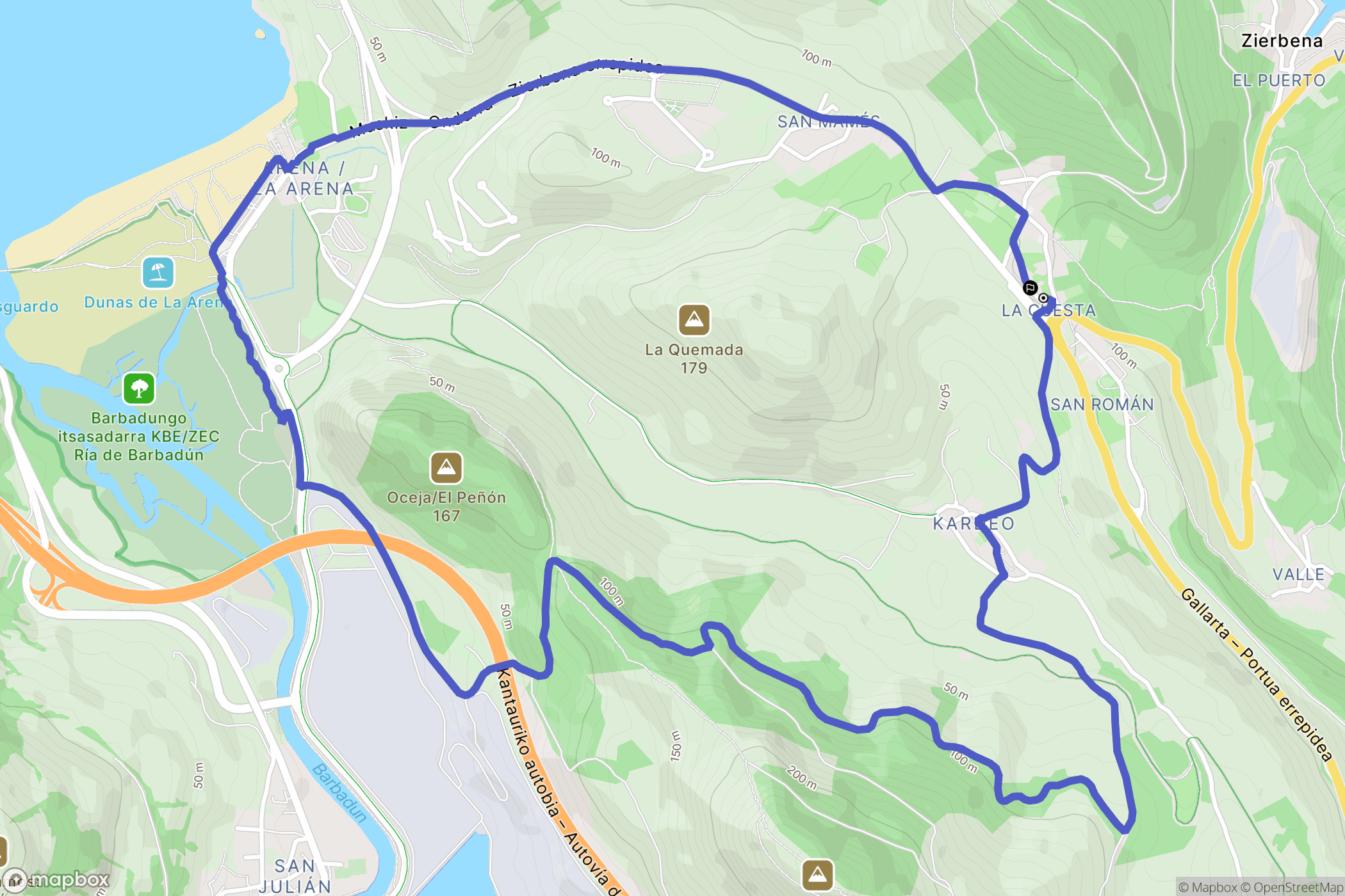 Aldapa : carte du parcours de randonnée - Spain
