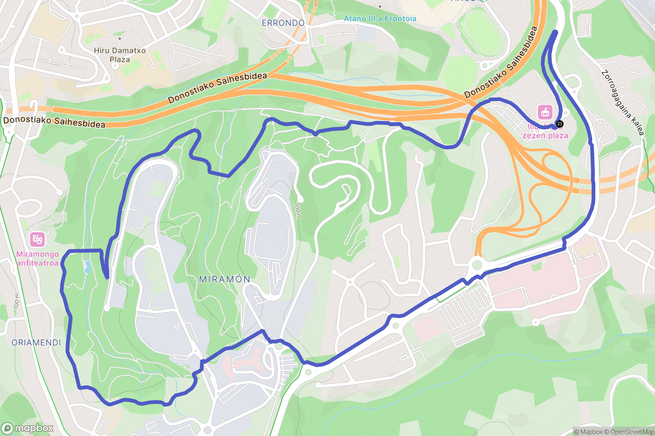 Donostia : carte du parcours de randonnée - Spain