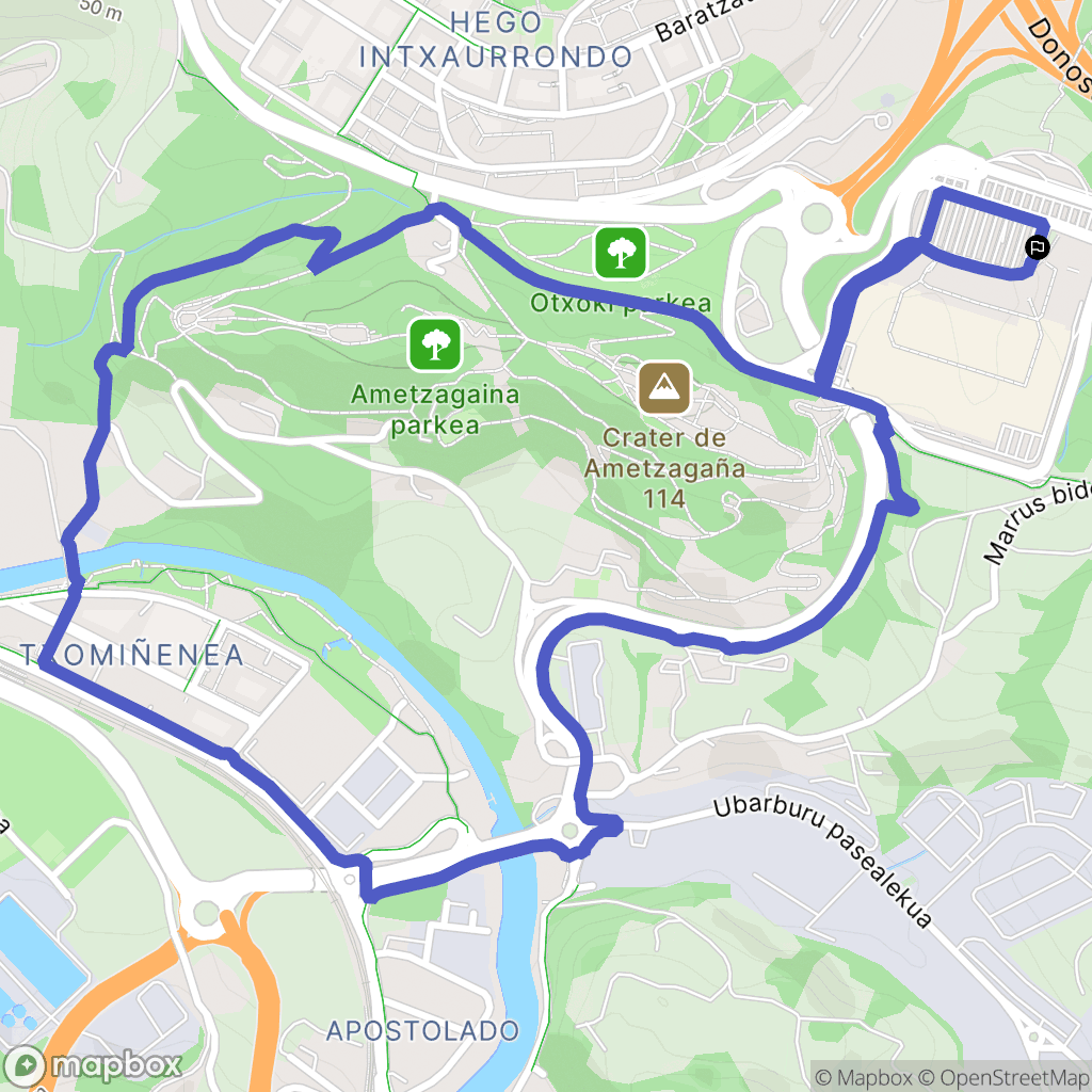 Donostia : carte du parcours de randonnée - Spain
