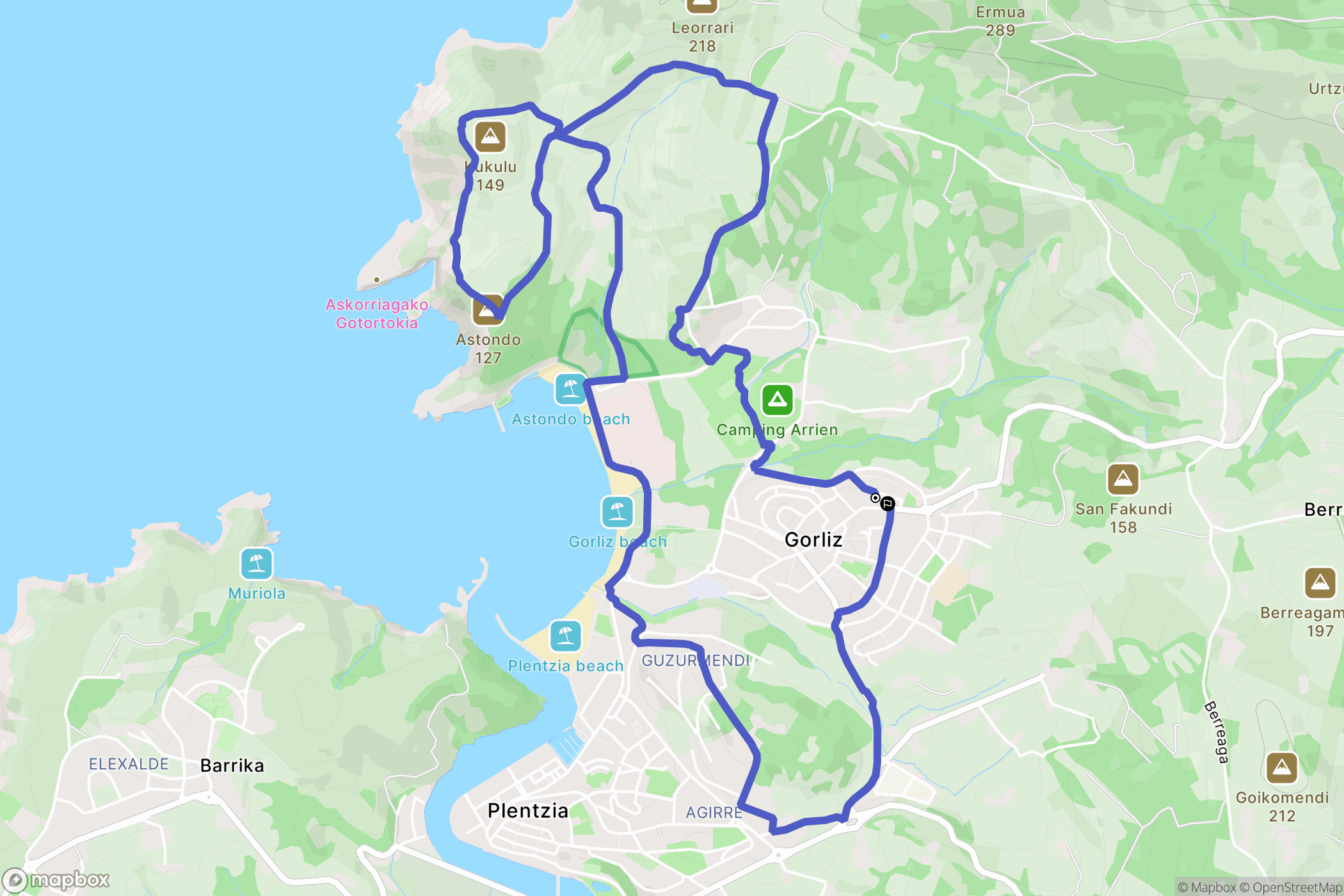 Elexalde : carte du parcours de randonnée - Spain