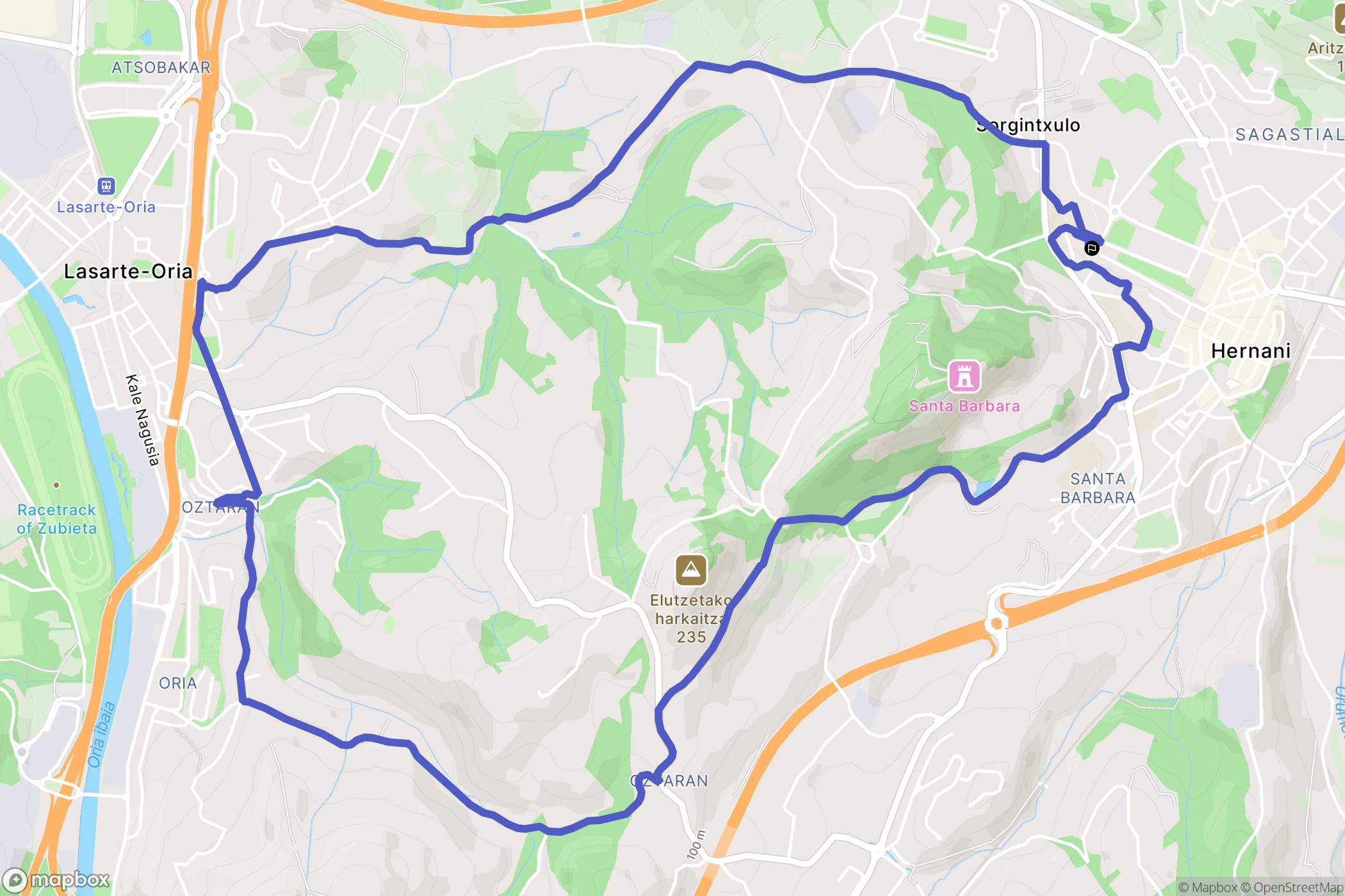 Hernani : carte du parcours de randonnée - Spain