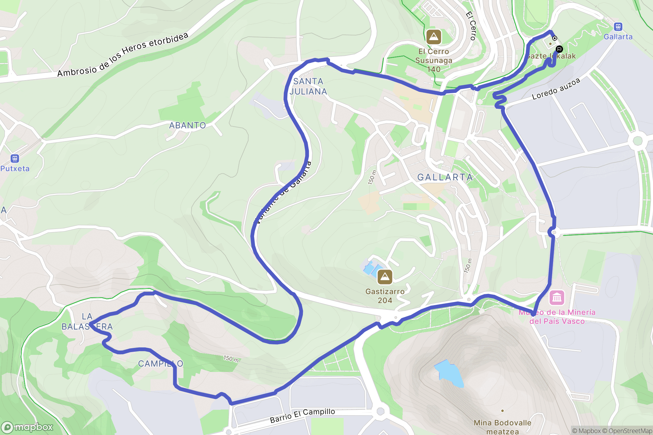 Gallarta : carte du parcours de randonnée - Spain