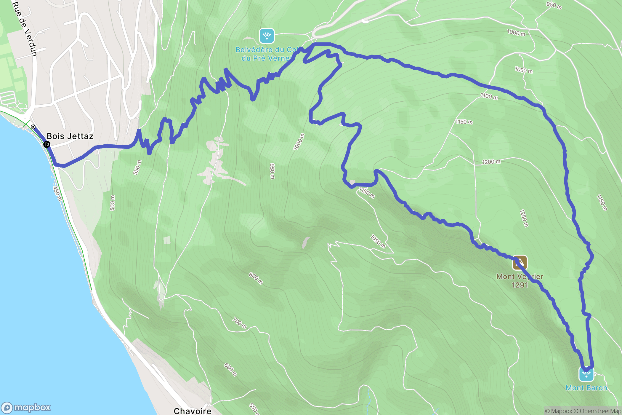 Annecy : carte du parcours de randonnée - France