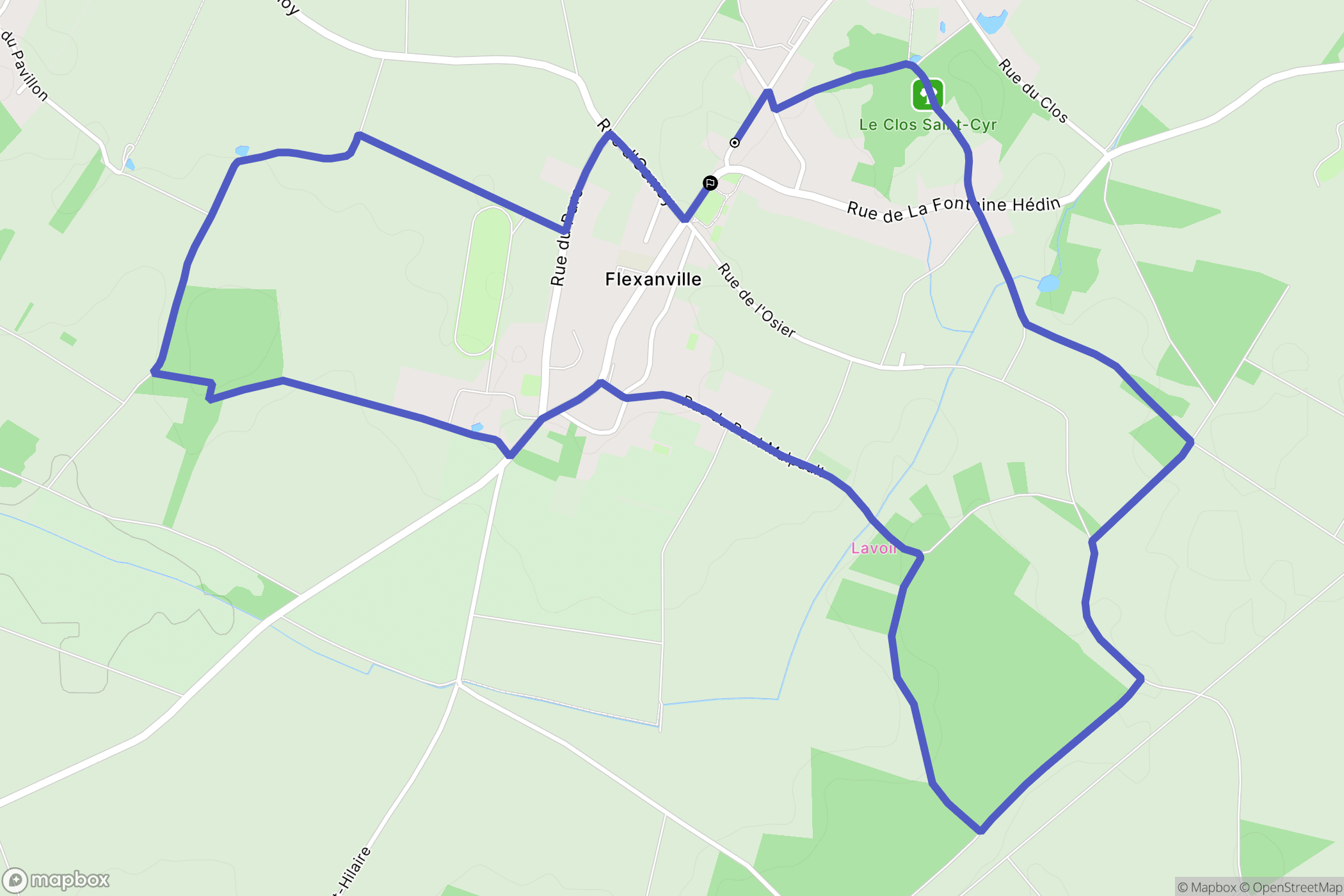 Flexanville : carte du parcours de randonnée - France
