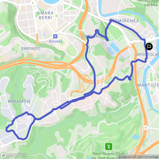 Donostia-San Sebastián : carte du parcours de randonnée - Spain