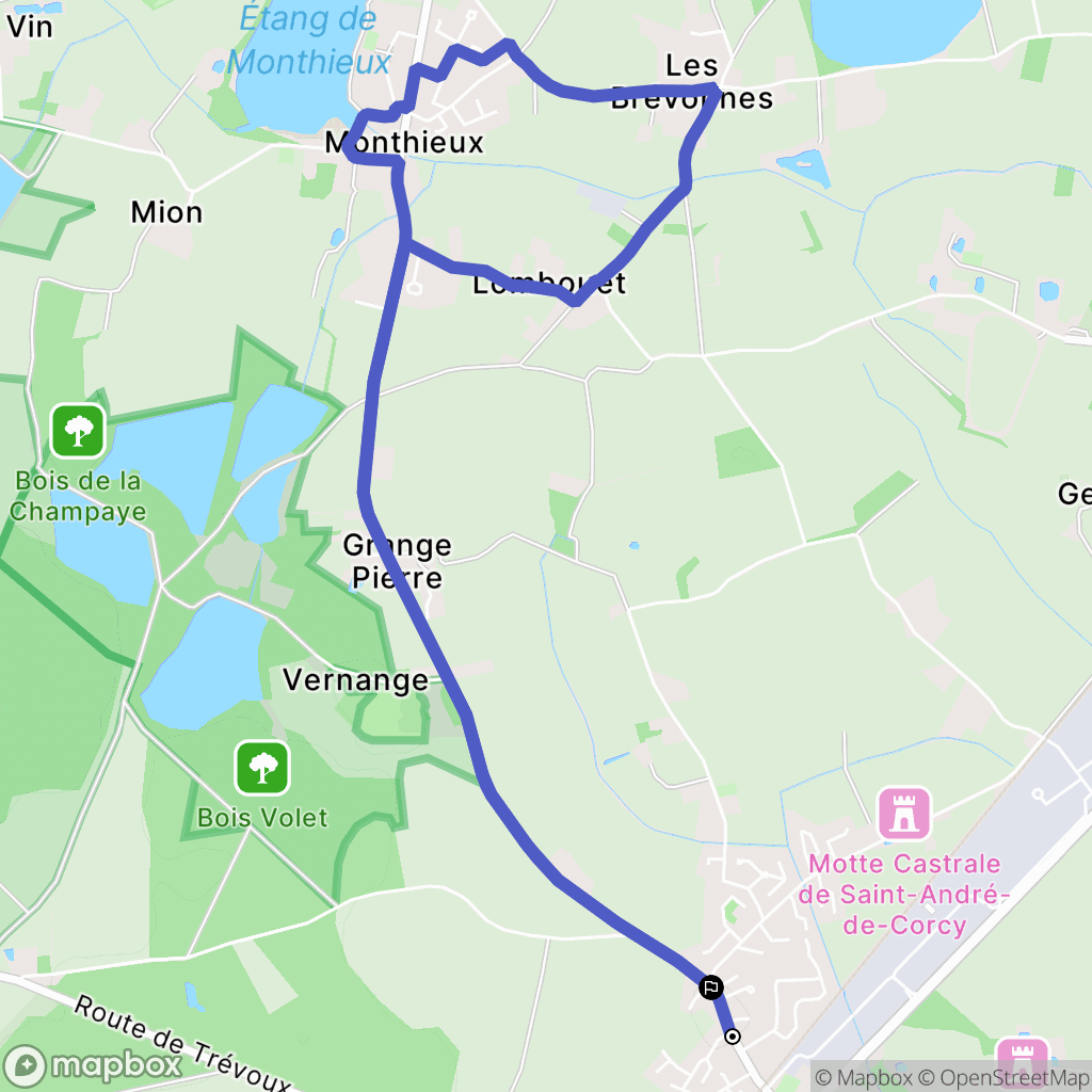 Saint-André-de-Corcy : carte du parcours de randonnée - France