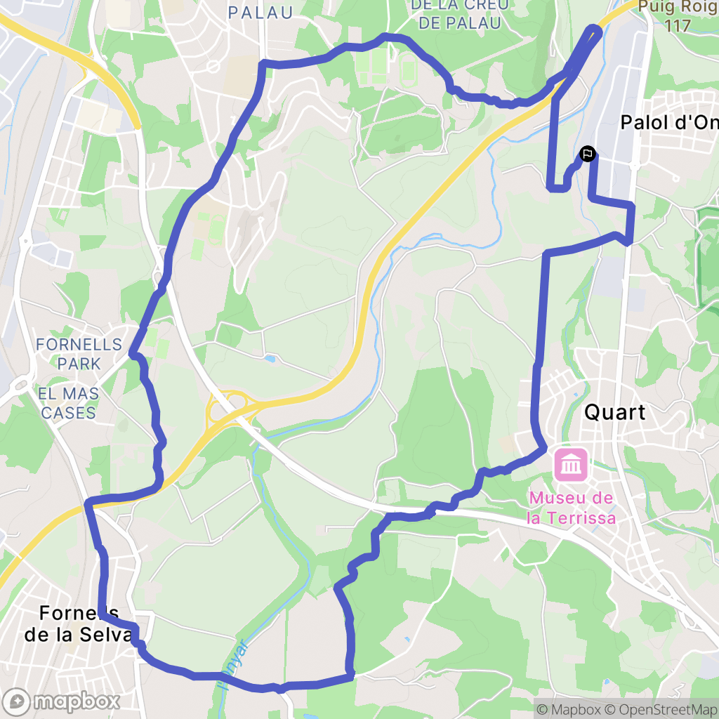 Palol d'Onyar : carte du parcours de randonnée - Spain