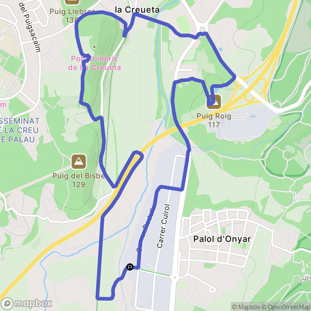 Palol d'Onyar : carte du parcours de randonnée - Spain