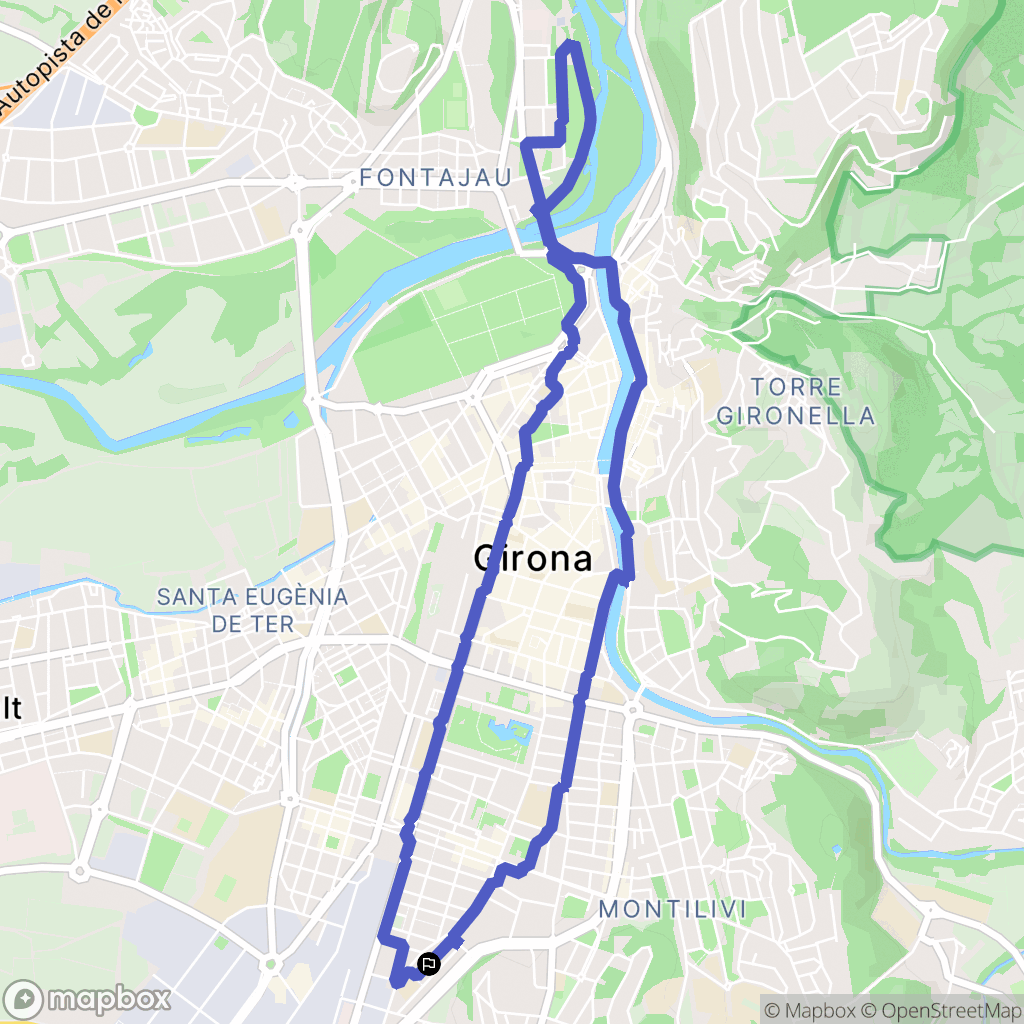 Girona : carte du parcours de randonnée - Spain