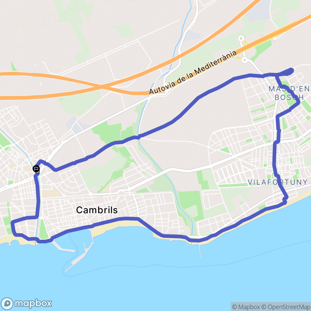 Cambrils : carte du parcours de randonnée - Spain