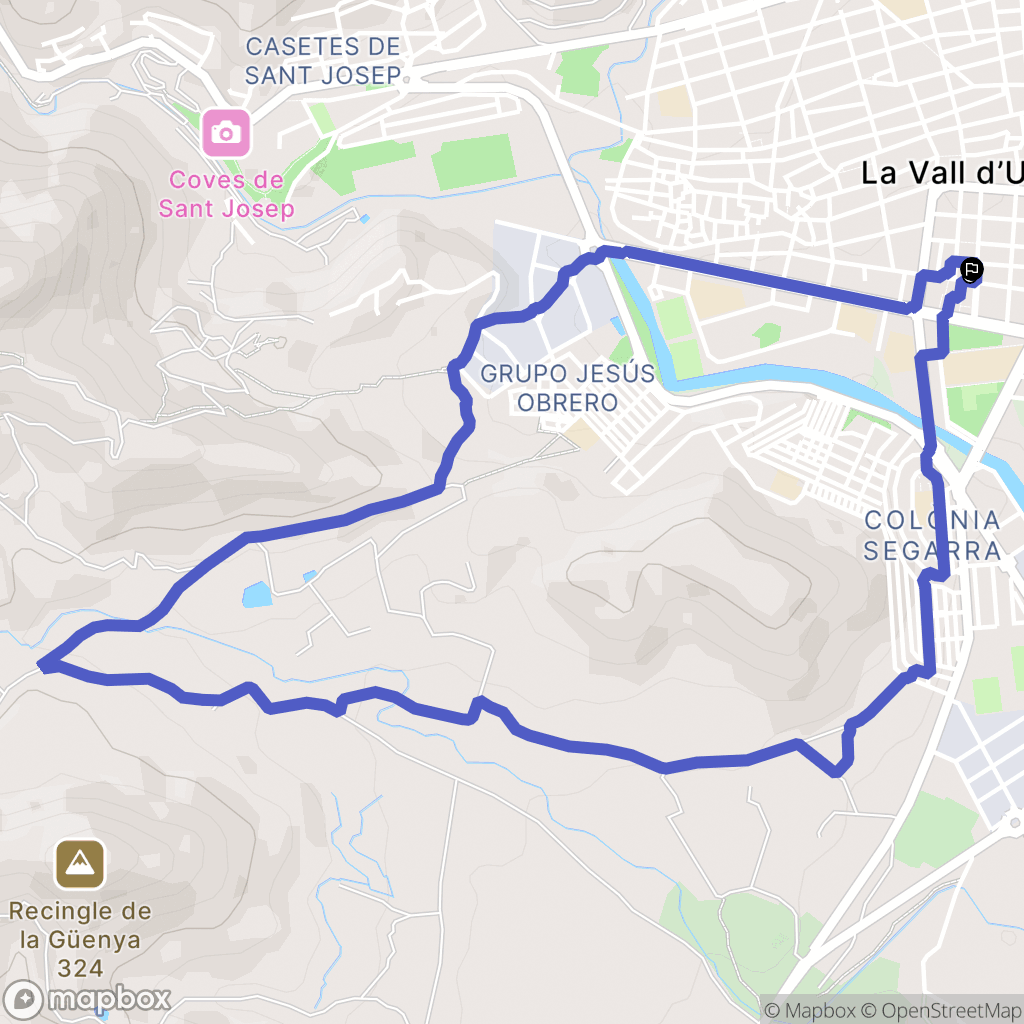 La Vall d'Uixó : carte du parcours de randonnée - Spain