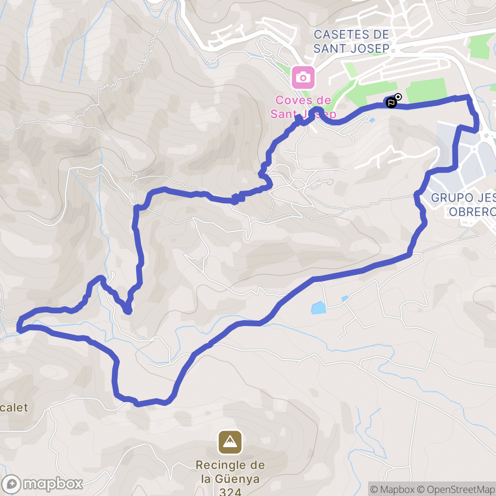 La Vall d'Uixó : carte du parcours de randonnée - Spain