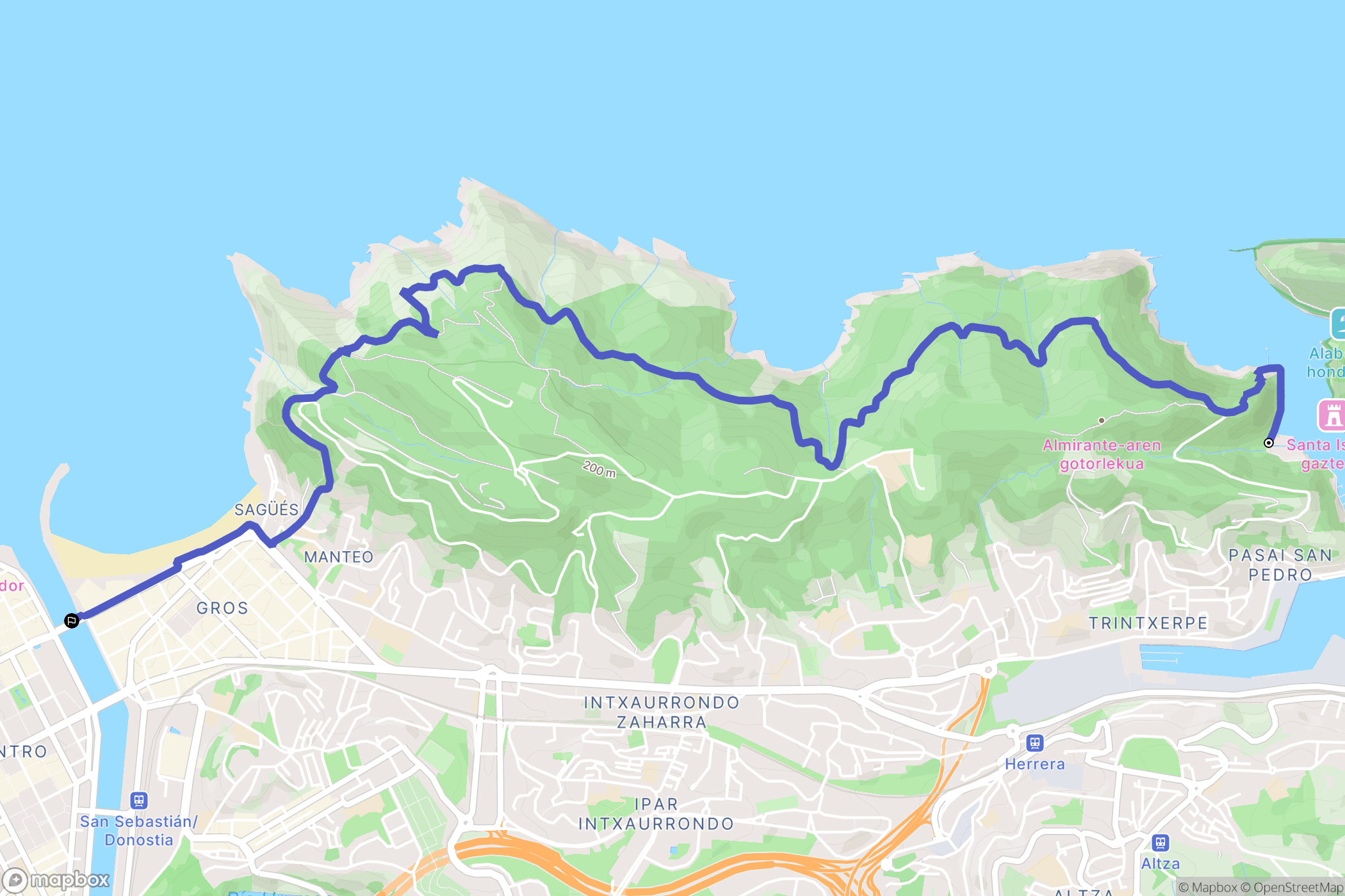 Pasajes : carte du parcours de randonnée - Spain