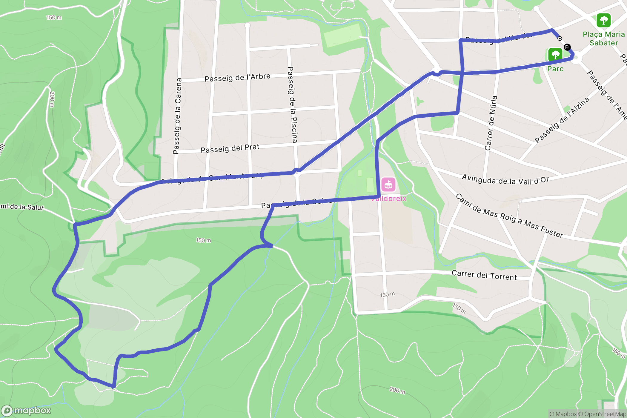 Sant Cugat del Vallès : carte du parcours de randonnée - Spain