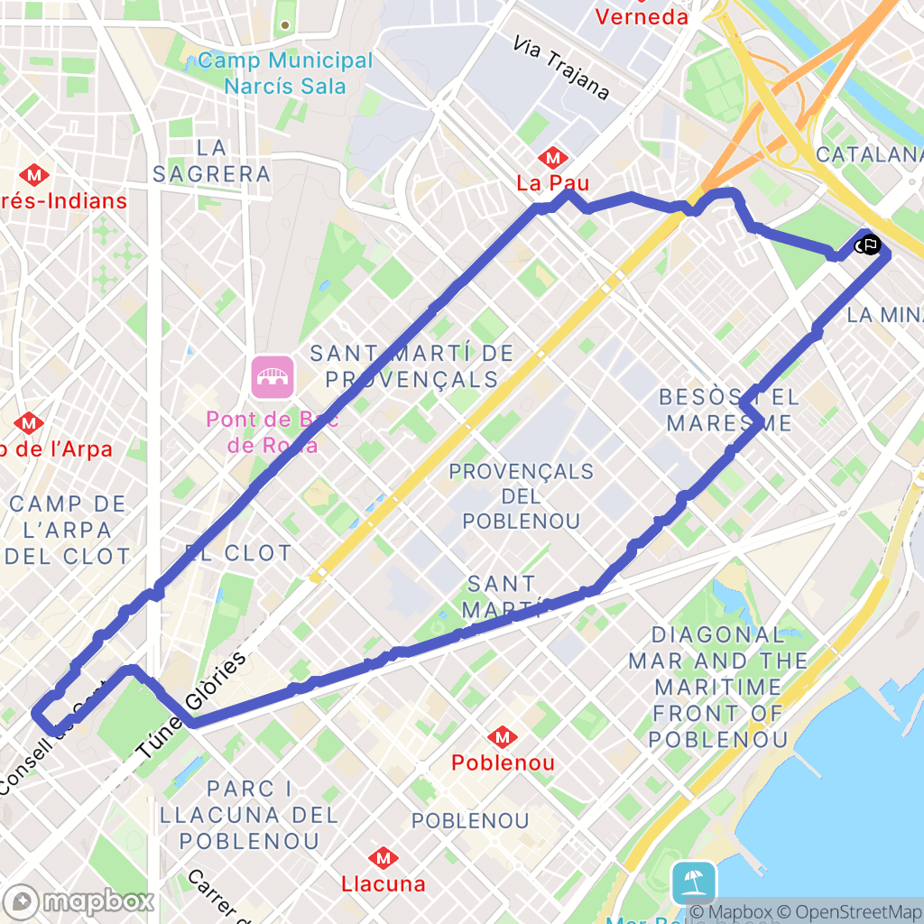 Sant Adrià de Besòs : carte du parcours de randonnée - Spain