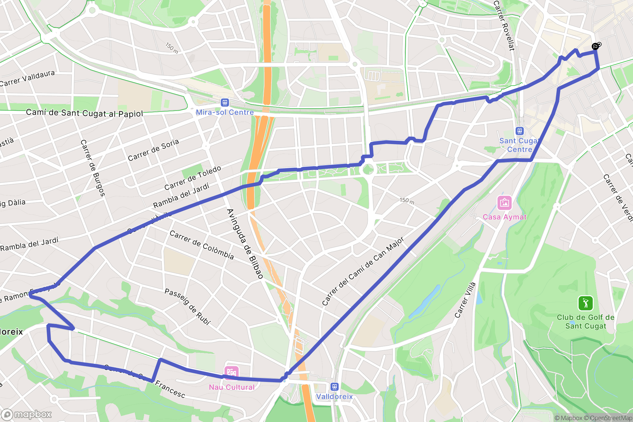 Sant Cugat del Vallès : carte du parcours de randonnée - Spain