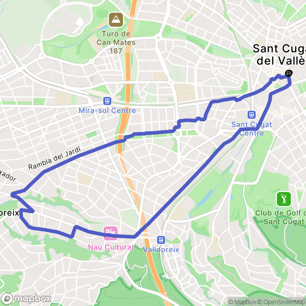 Sant Cugat del Vallès : carte du parcours de randonnée - Spain