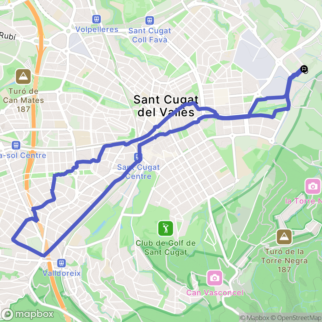 Sant Cugat del Vallès : carte du parcours de randonnée - Spain