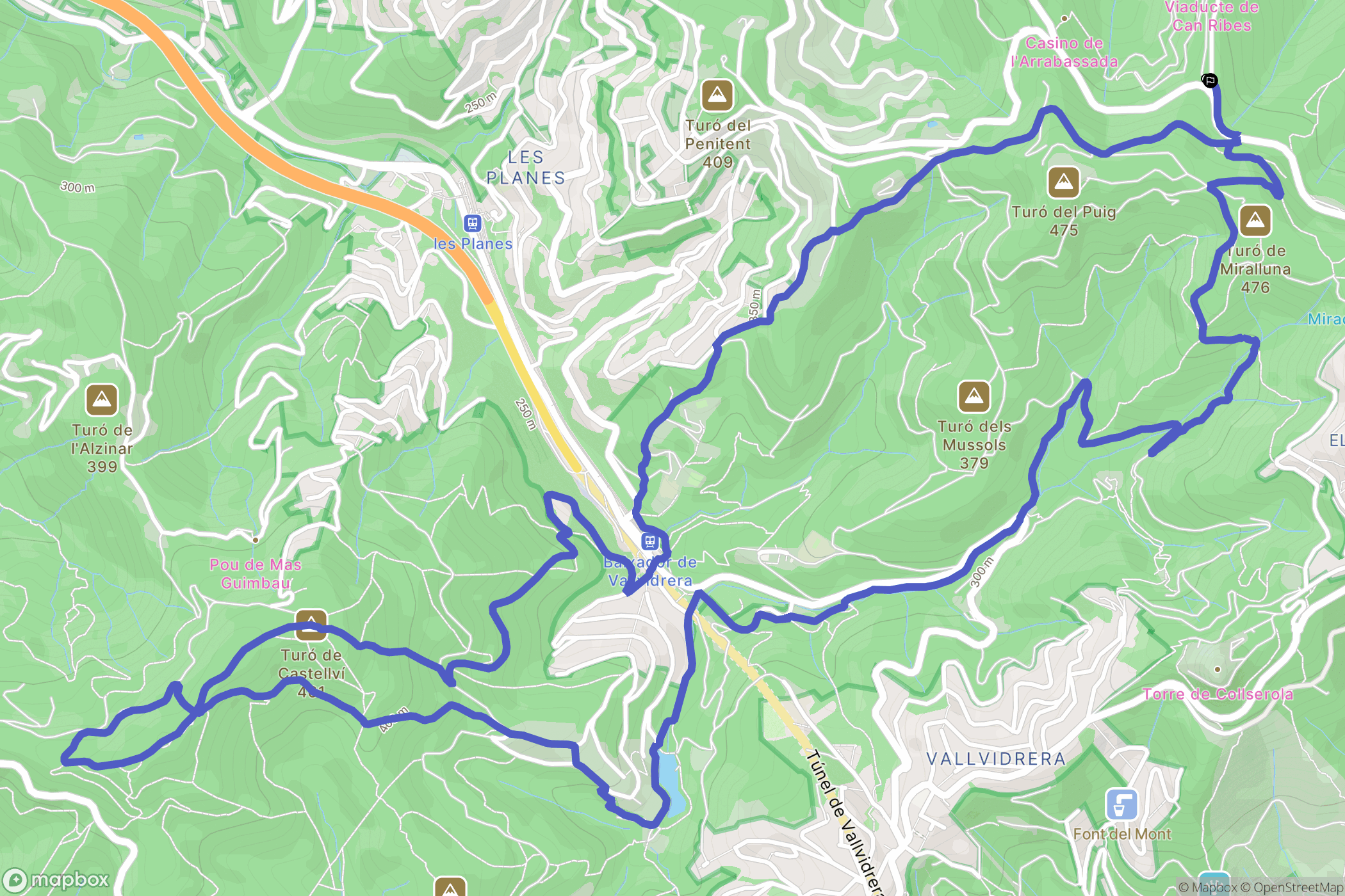 Barcelona : carte du parcours de randonnée - Spain