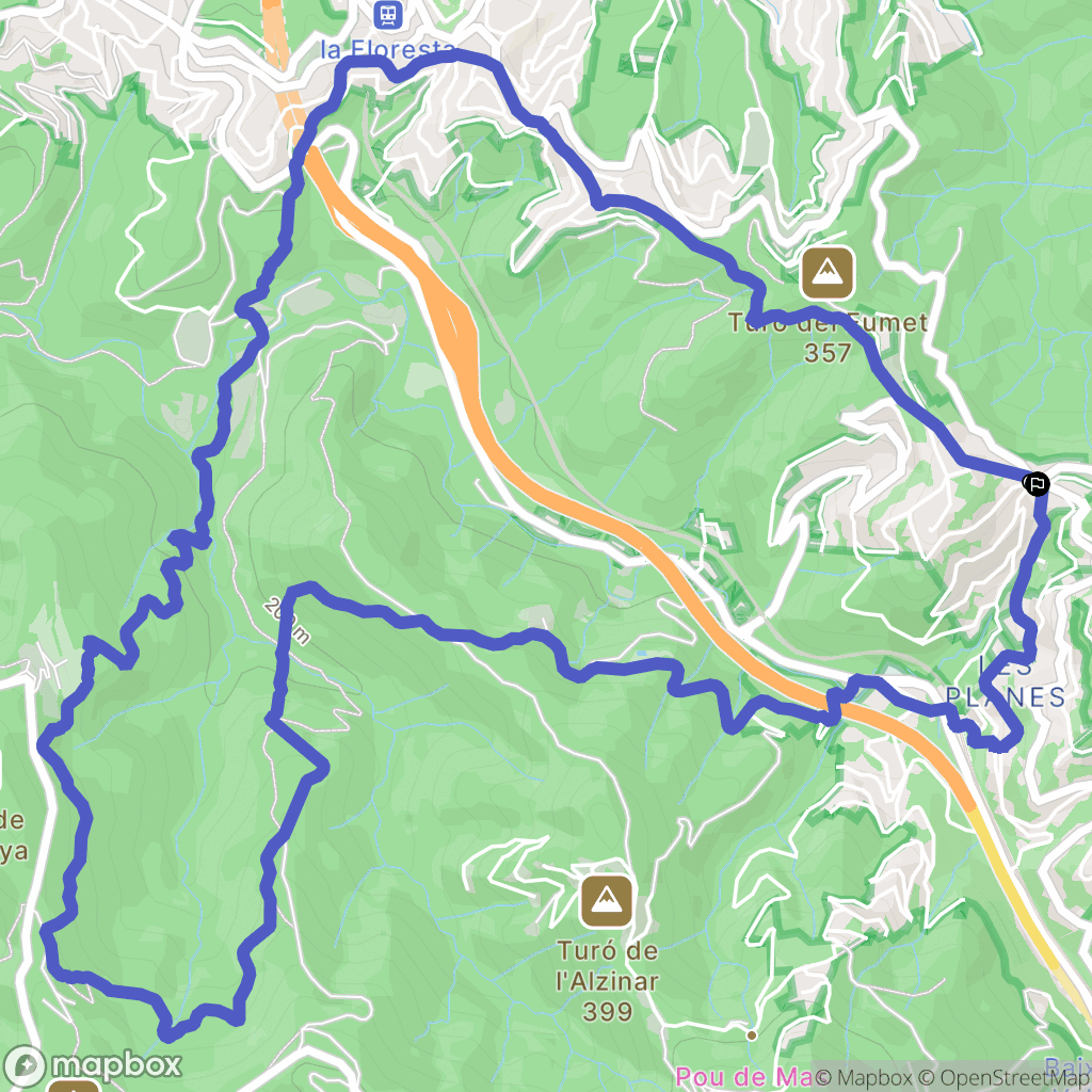 Sant Cugat del Vallès : carte du parcours de randonnée - Spain