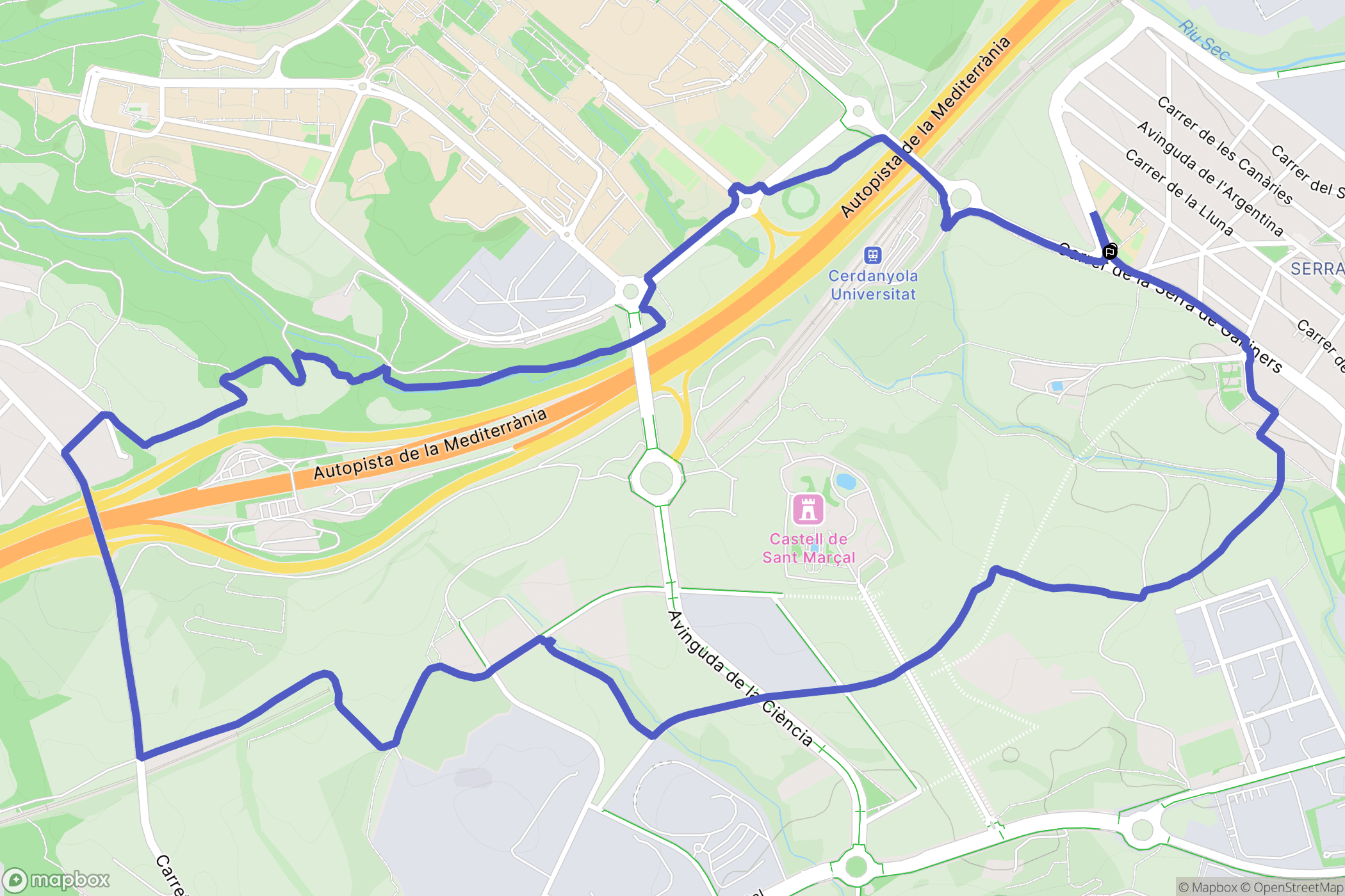 Cerdanyola del Vallès : carte du parcours de randonnée - Spain
