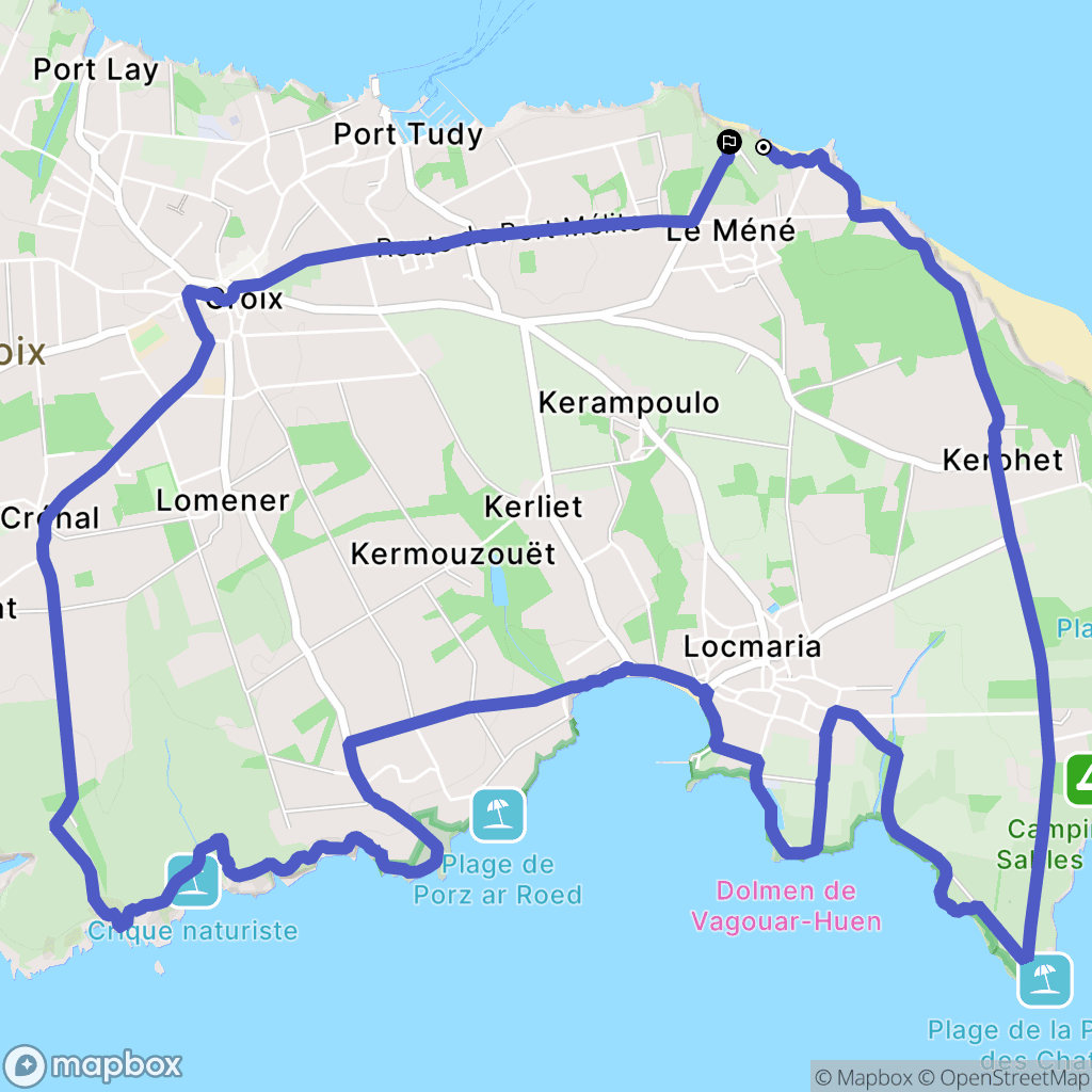 Groix : carte du parcours de randonnée - France
