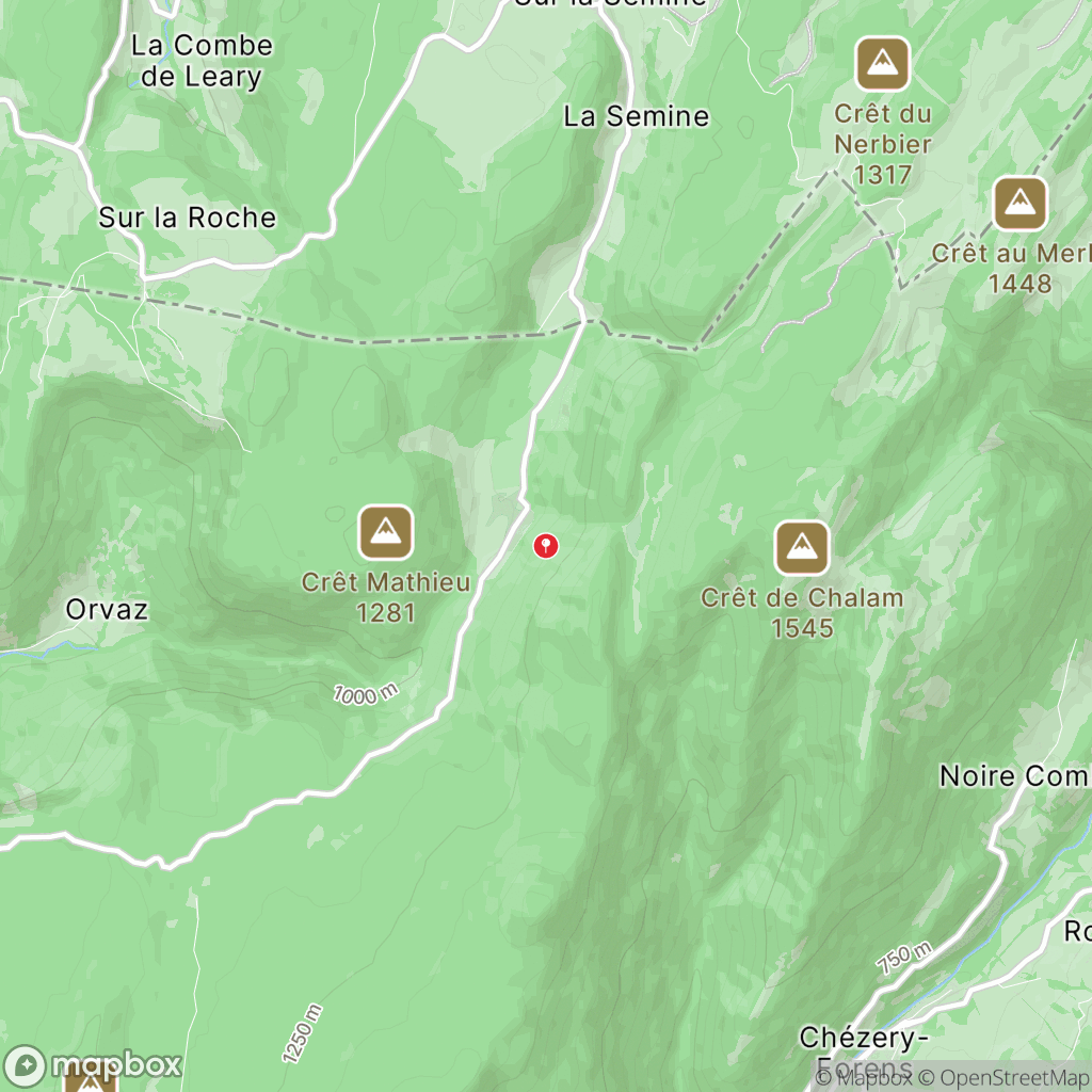 Carte de la zone de délimitation de randonnee-cret-de-chalam-ain