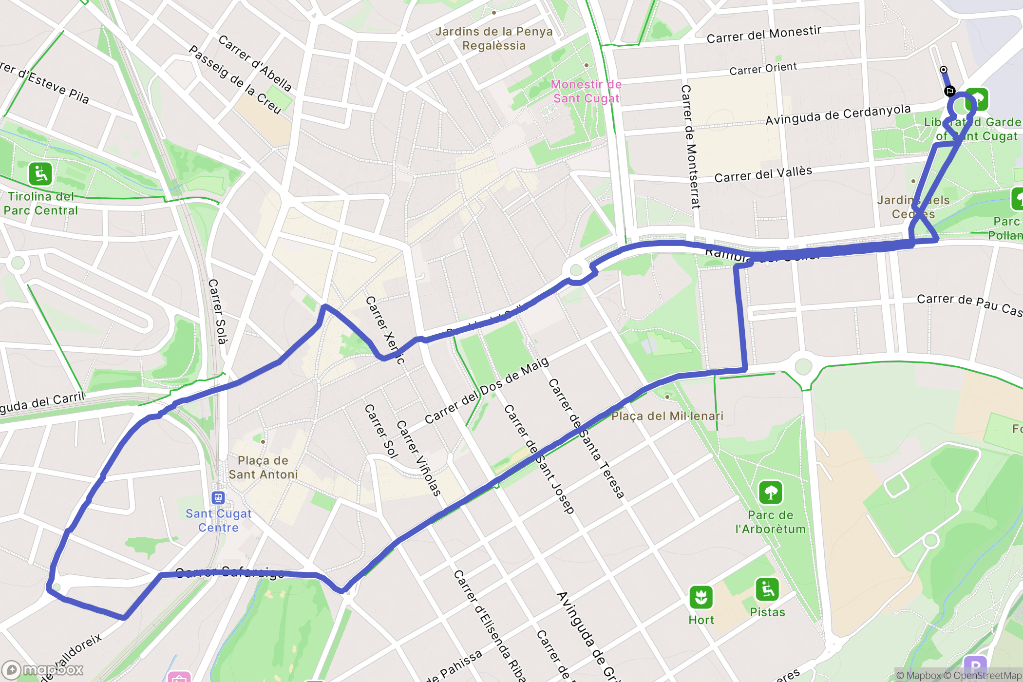 Sant Cugat del Vallès : carte du parcours de randonnée - Spain