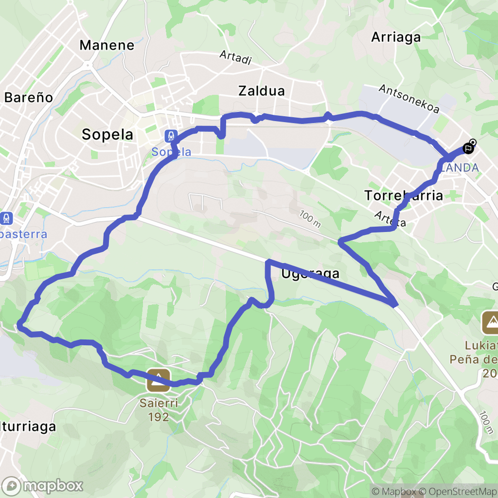 Landa : carte du parcours de randonnée - Spain