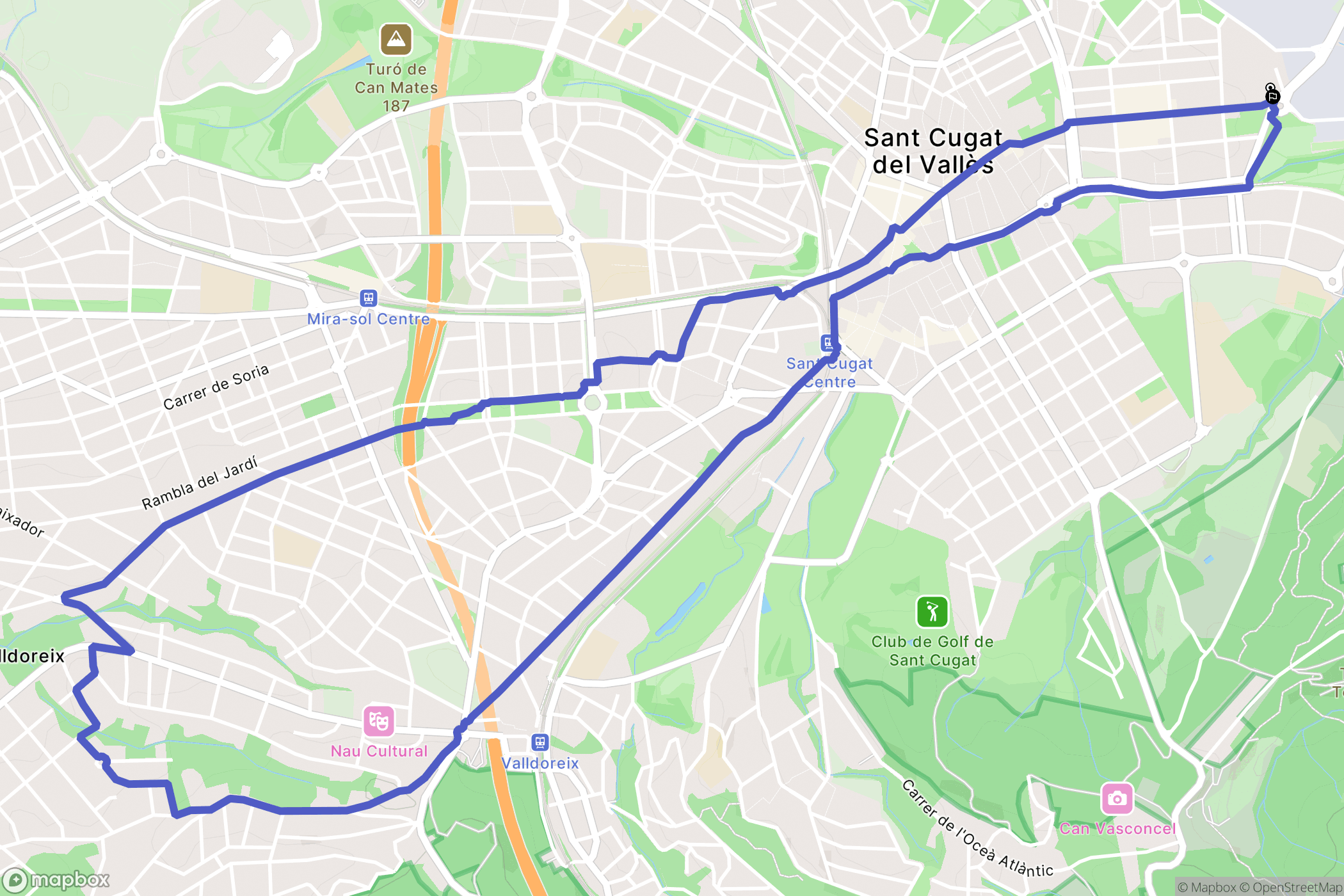 Sant Cugat del Vallès : carte du parcours de randonnée - Spain