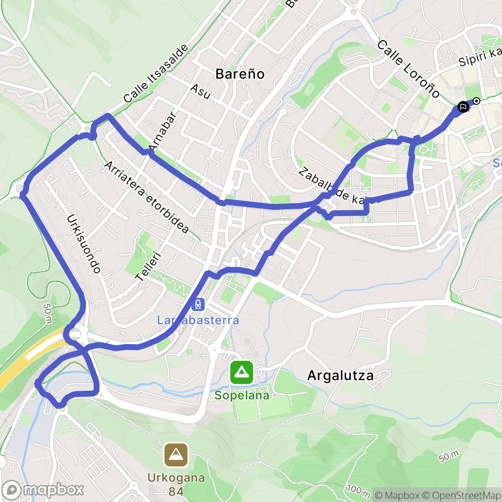Moreaga : carte du parcours de randonnée - Spain