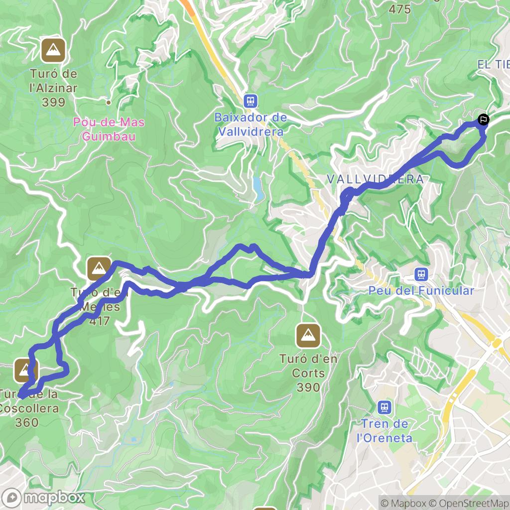 Barcelona : carte du parcours de randonnée - Spain