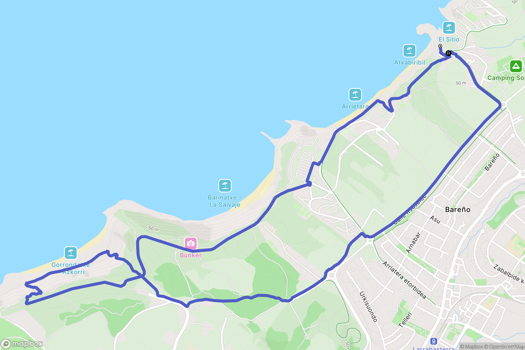 Moreaga : carte du parcours de randonnée - Spain