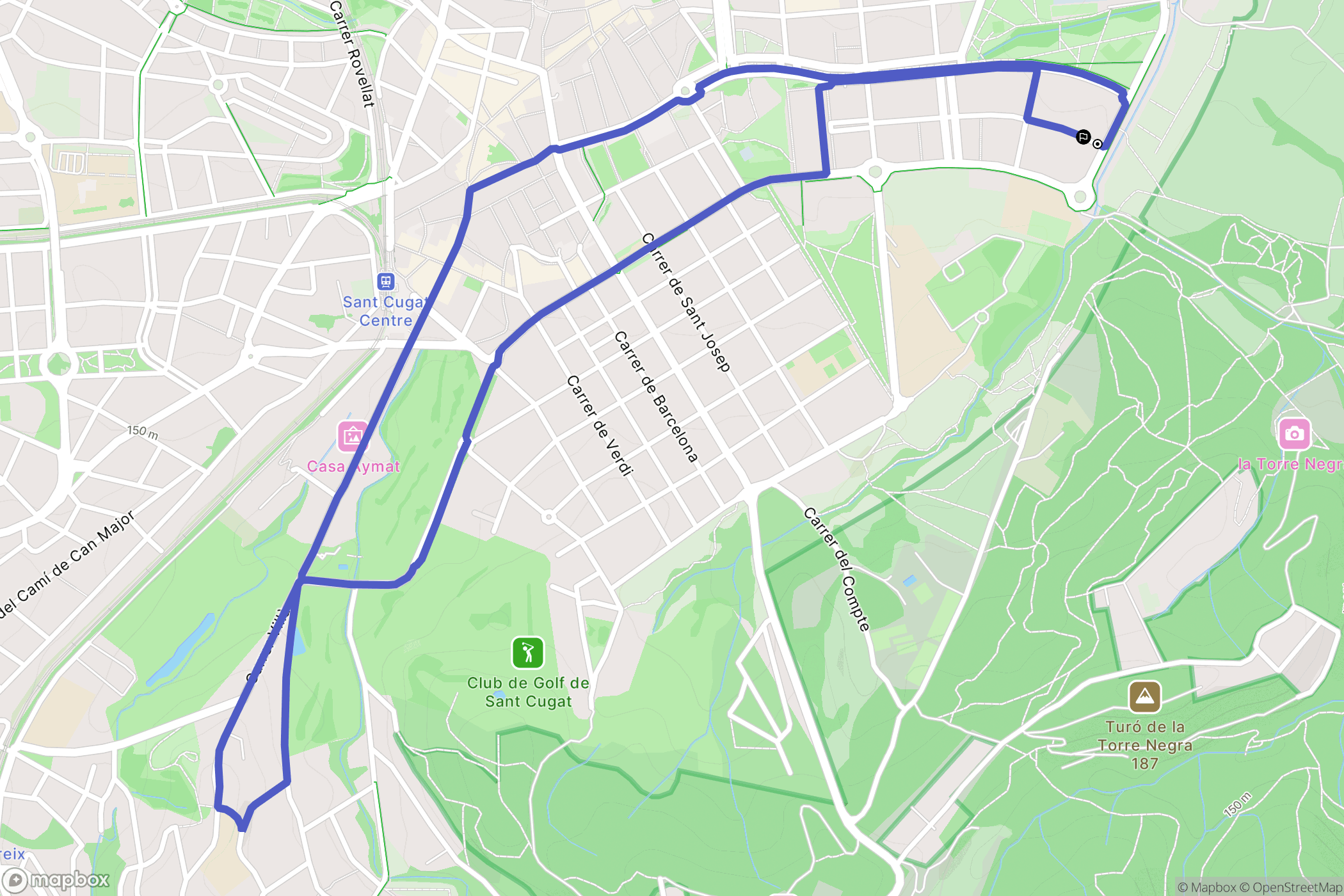 Sant Cugat del Vallès : carte du parcours de randonnée - Spain
