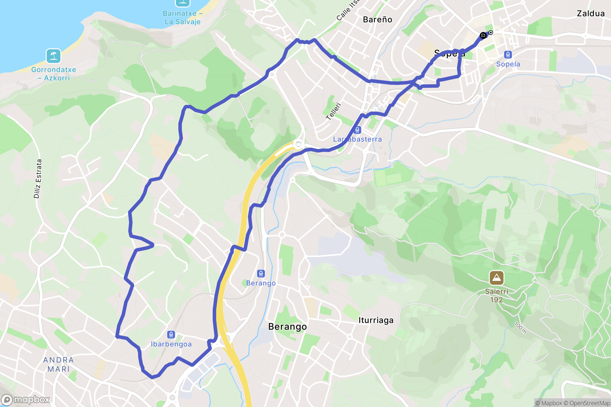 Moreaga : carte du parcours de randonnée - Spain
