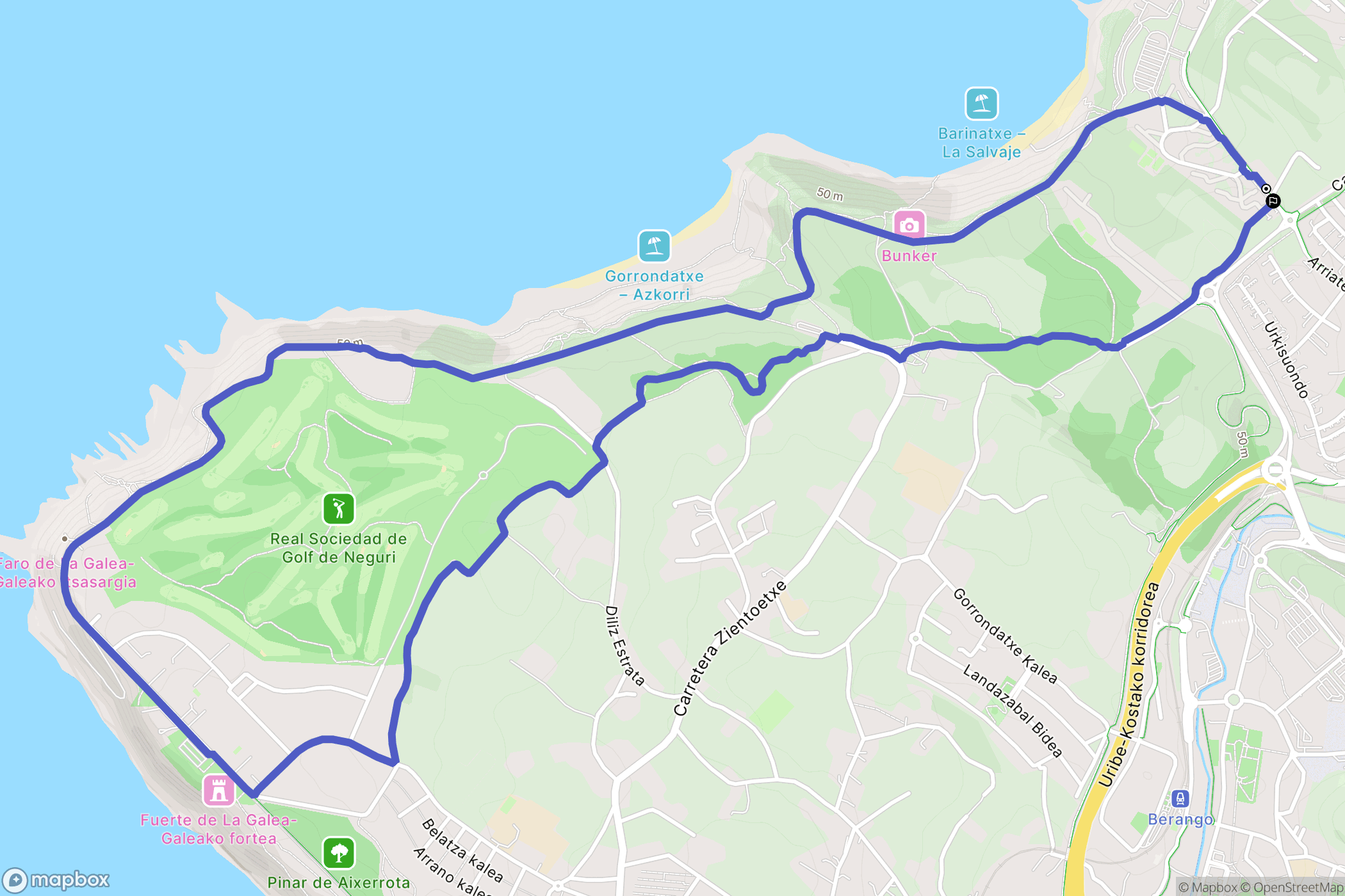 Sopela : carte du parcours de randonnée - Spain