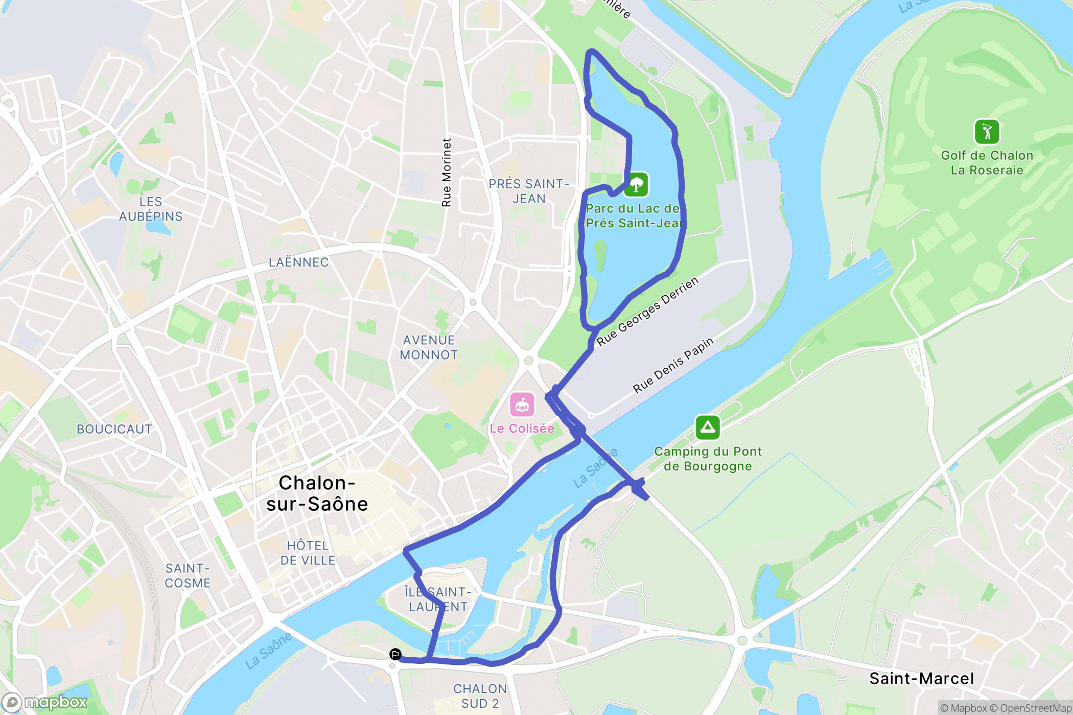 Chalon-sur-Saône : carte du parcours de randonnée - France