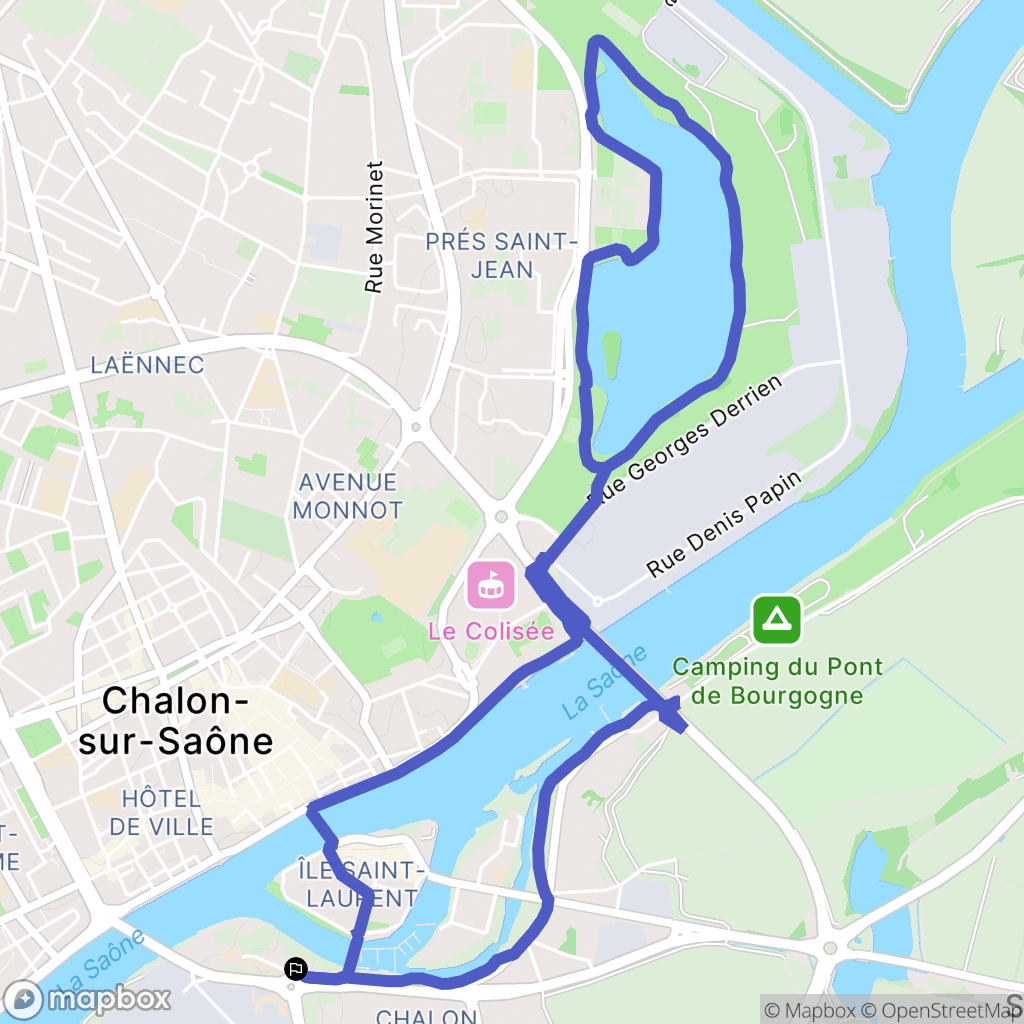 Chalon-sur-Saône : carte du parcours de randonnée - France