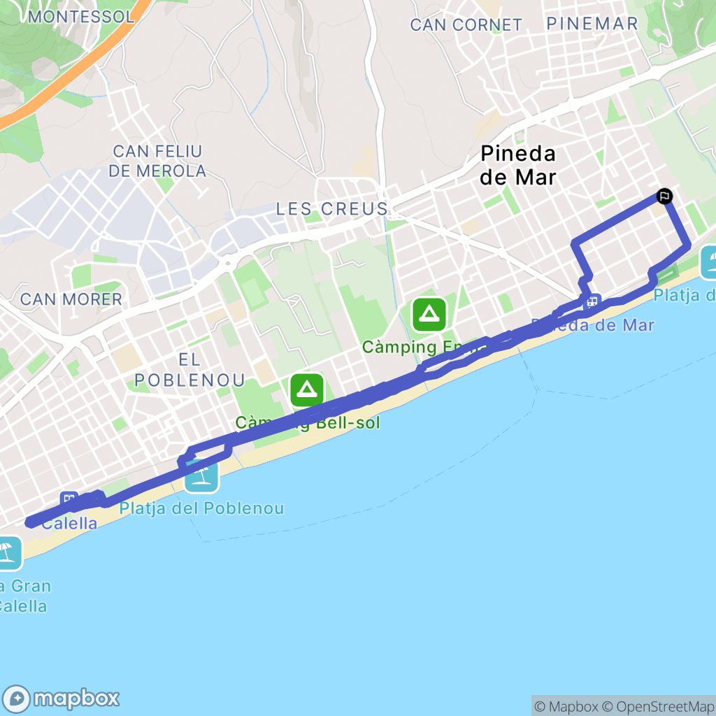 Pineda de Mar : carte du parcours de randonnée - Spain